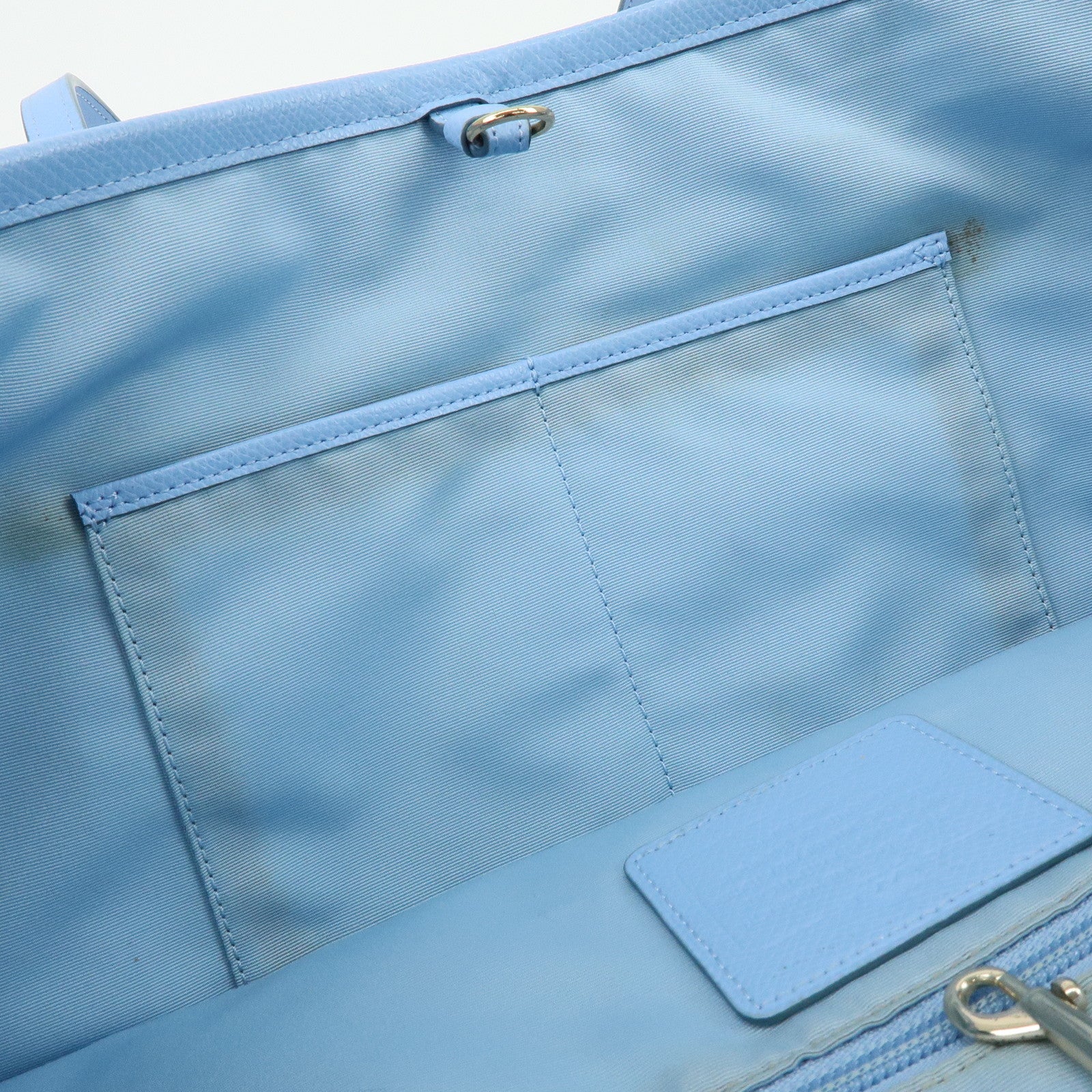 COACH Leather Tote Bag Shoulder Bag Light Blue