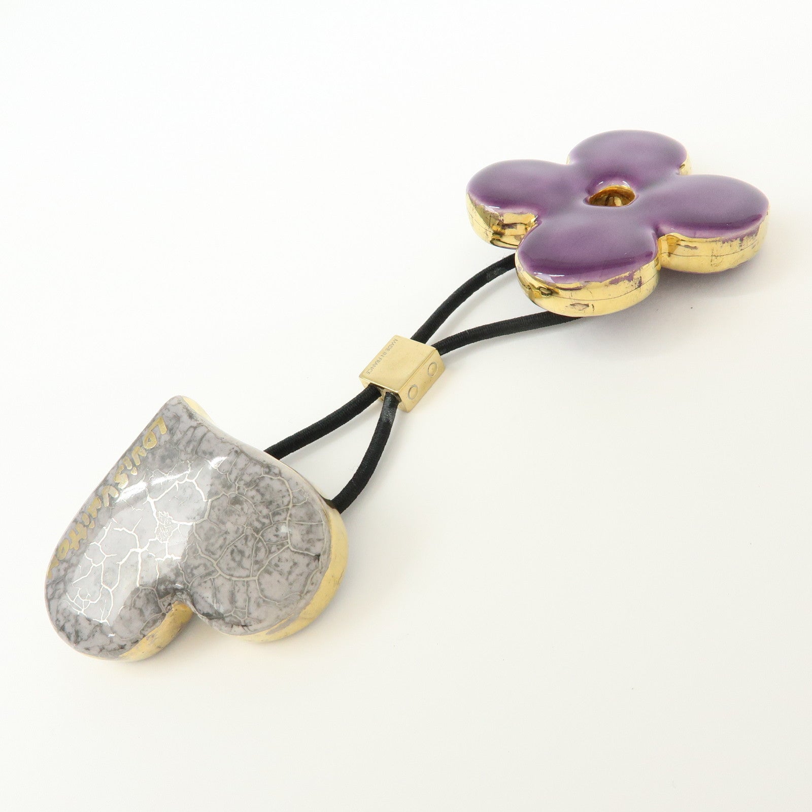 Louis Vuitton Hair Accessory Heart Flower Purple Gray Gold