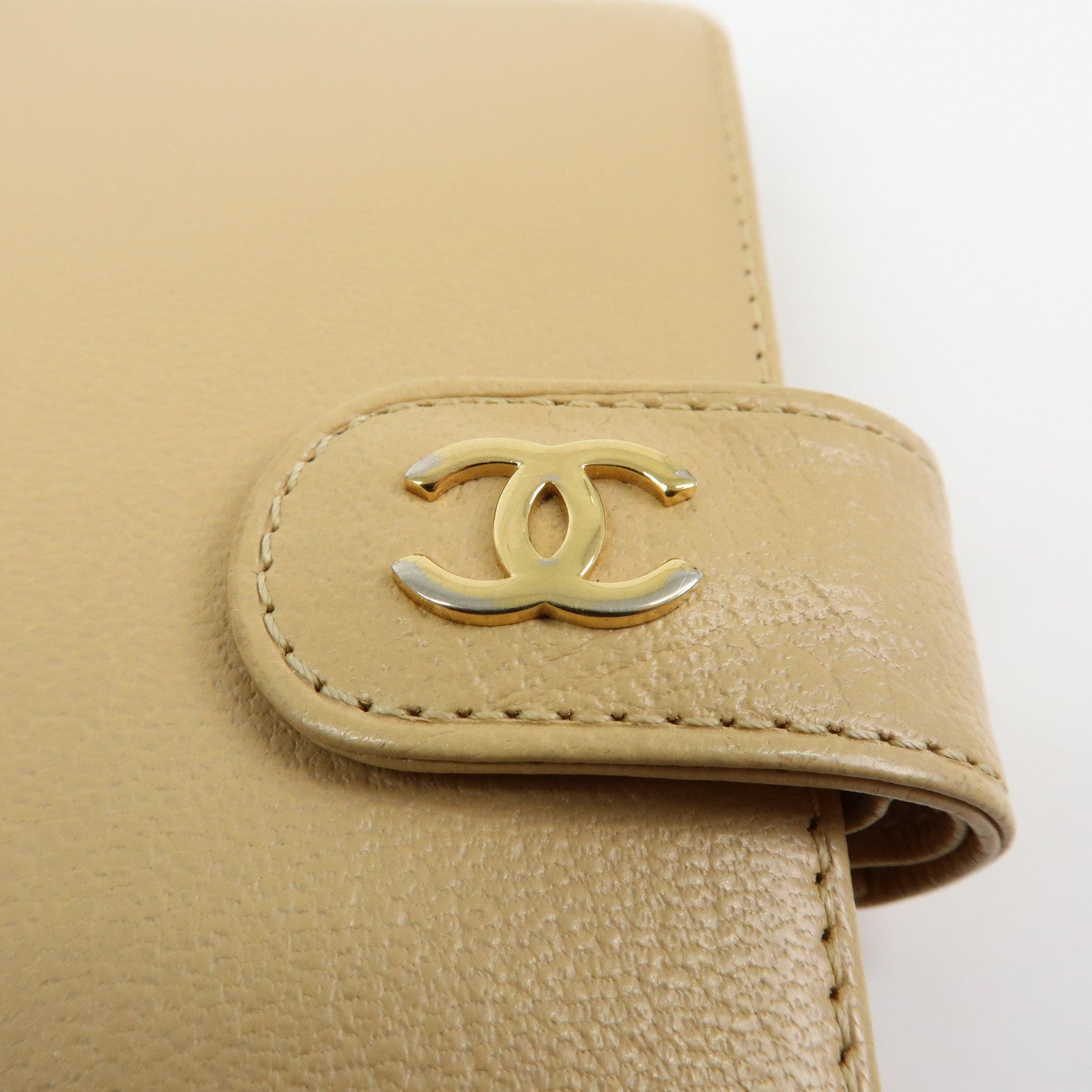 CHANEL COCO Mark Calf Skin Agenda Cover Planner Cover Beige