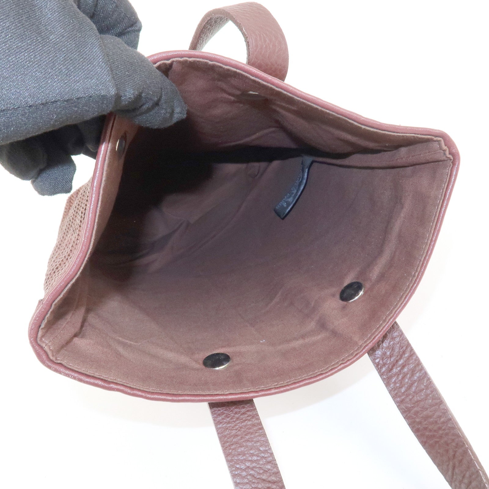 HERMES Amedaba PM Diago Leather Tote Bag Hand Bag Brown