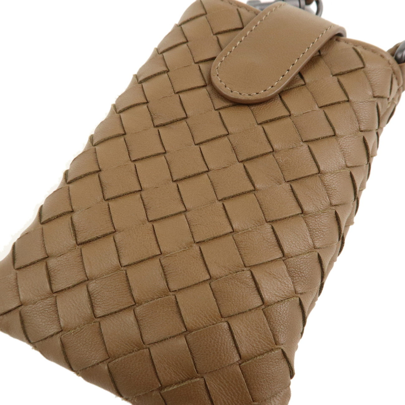 BOTTEGA VENETA Intrecciato Leather Phone Pouch Brown 172765