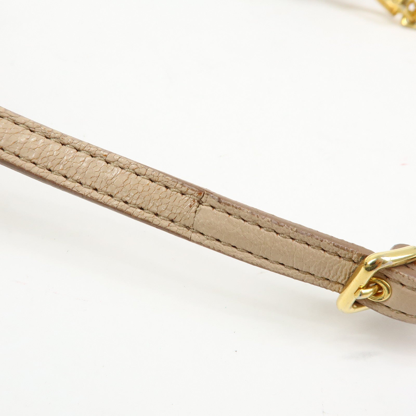 MIU MIU MADRAS Leather Shoulder Bag Crossbody Bag Beige RP0369