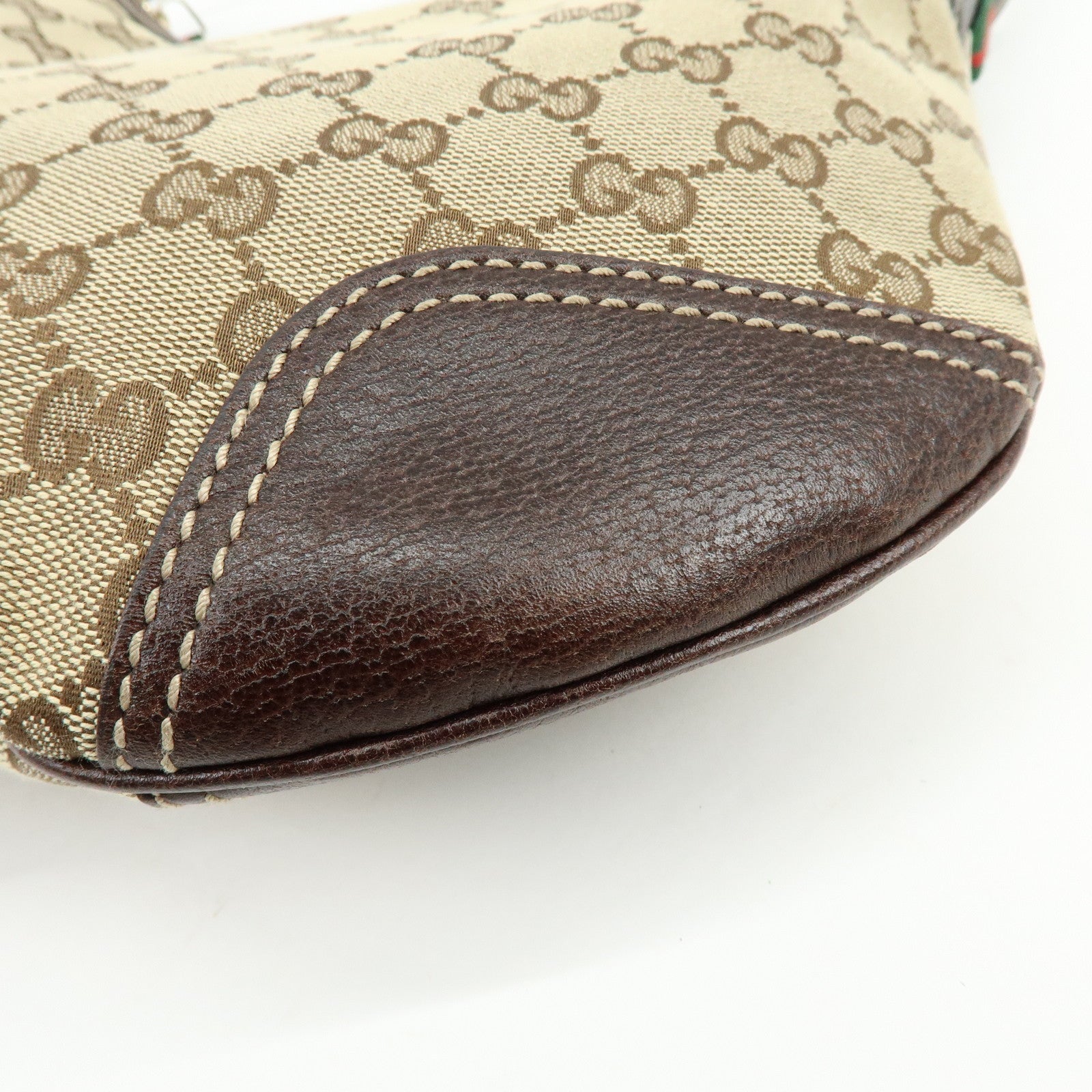 GUCCI Sherry GG Canvas Leather Shoulder Bag Beige Brown 162895
