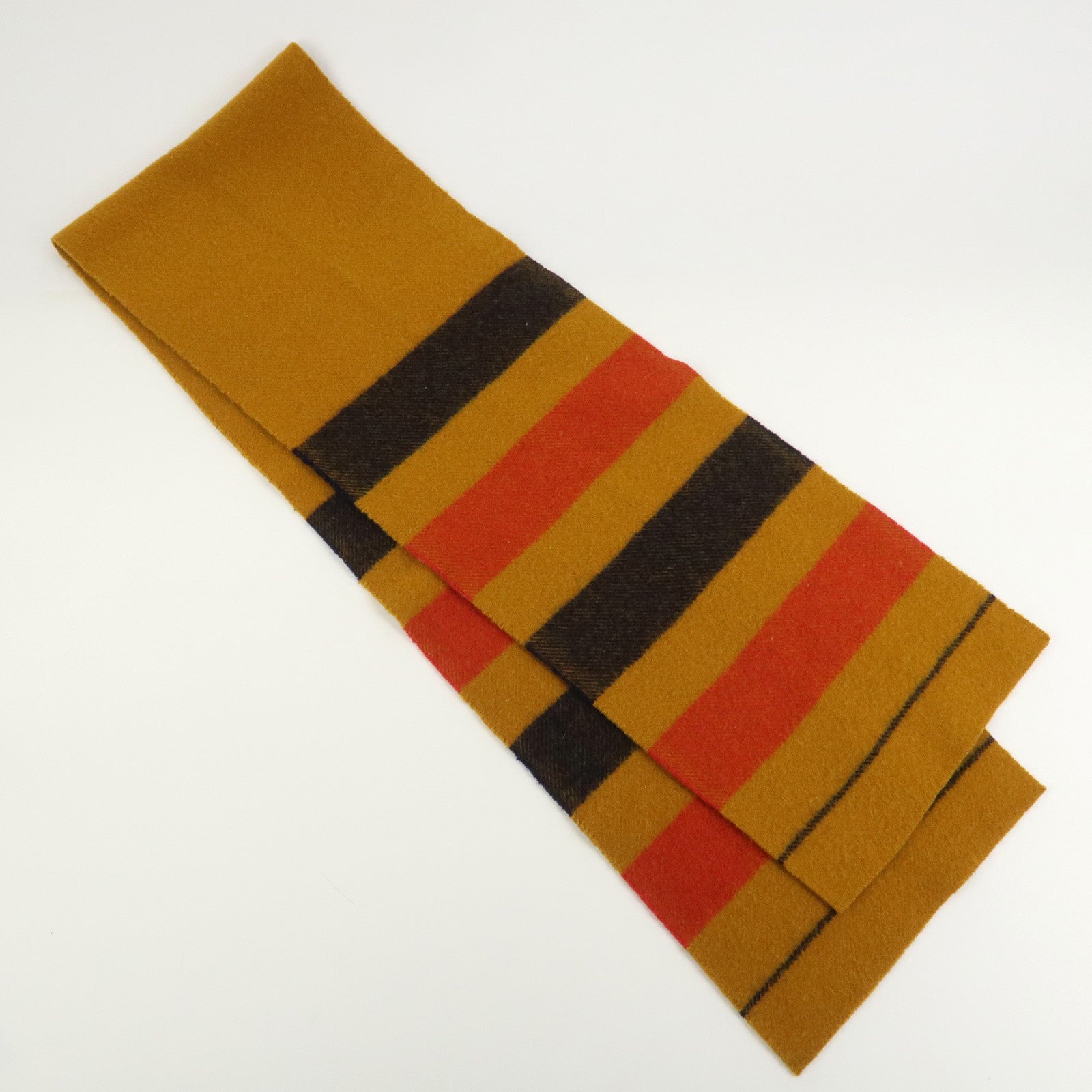 HERMES Rocabar logo Wool 100% Scarf Stole Muffler Yellow