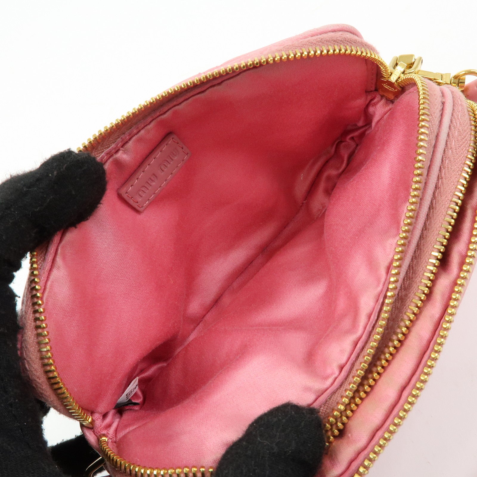 MIU MIU Nappa Leather Hand Bag Accessory Pouch Pink