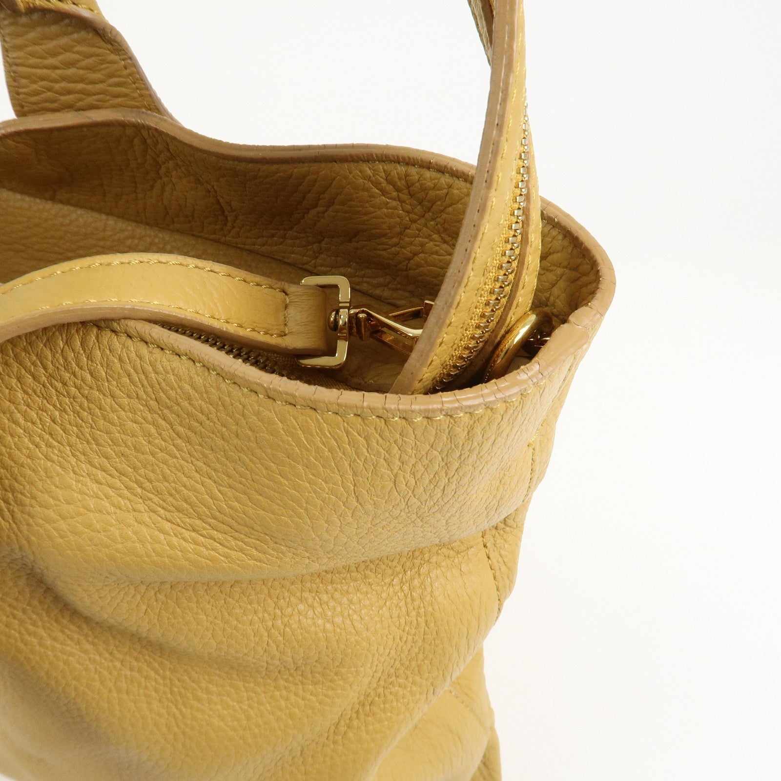 BURBERRY Logo Leather 2Way Bag Shoulder Hand Bag Mustard