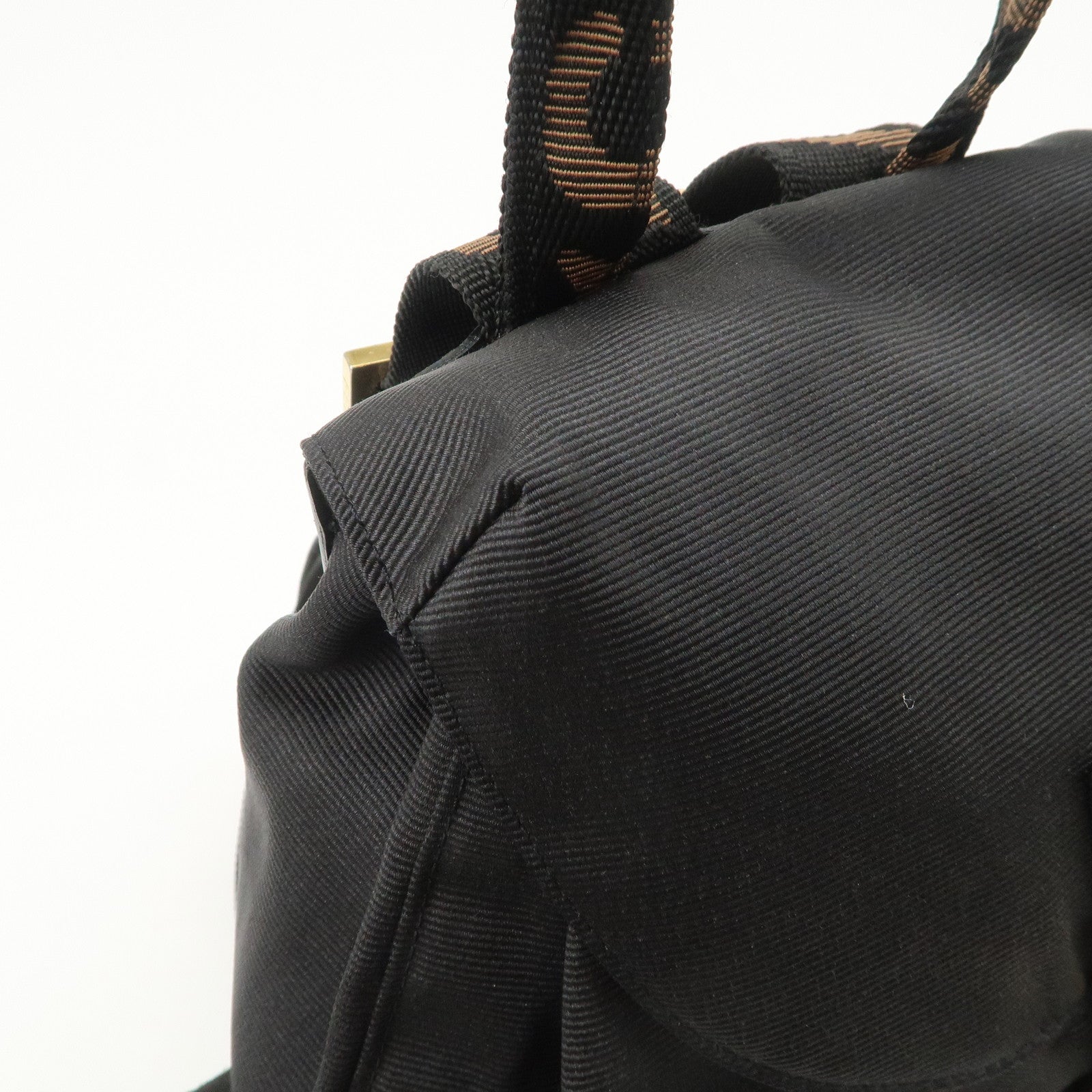 FENDI Nylon Leather Back Pack Black Gold Hardware 263390