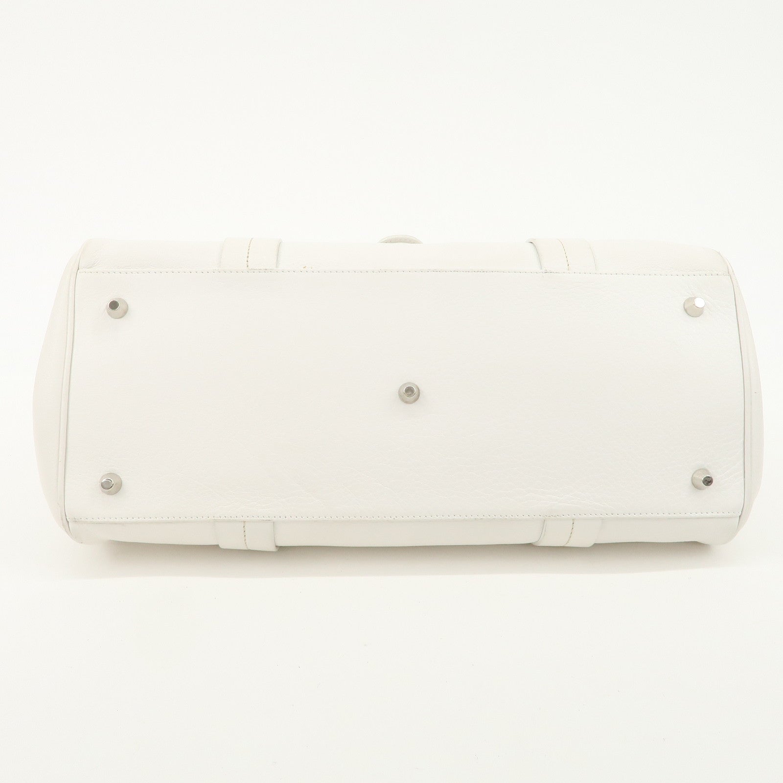 Christian Dior Logo Leather Hand Bag Boston Bag White