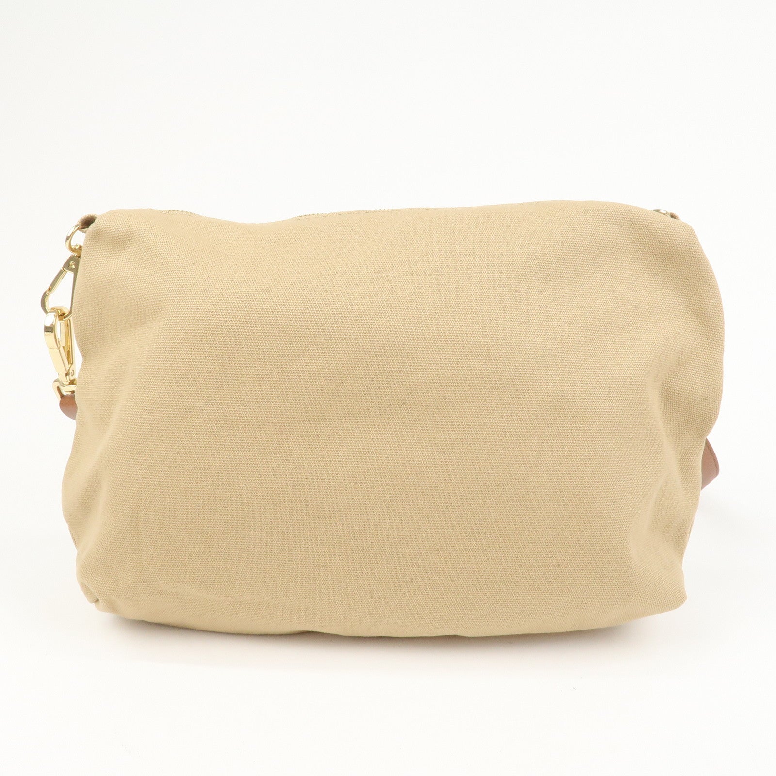 Chloe Logo 2Way Canvas Leather Shoulder Bag Crossbody Bag Beige