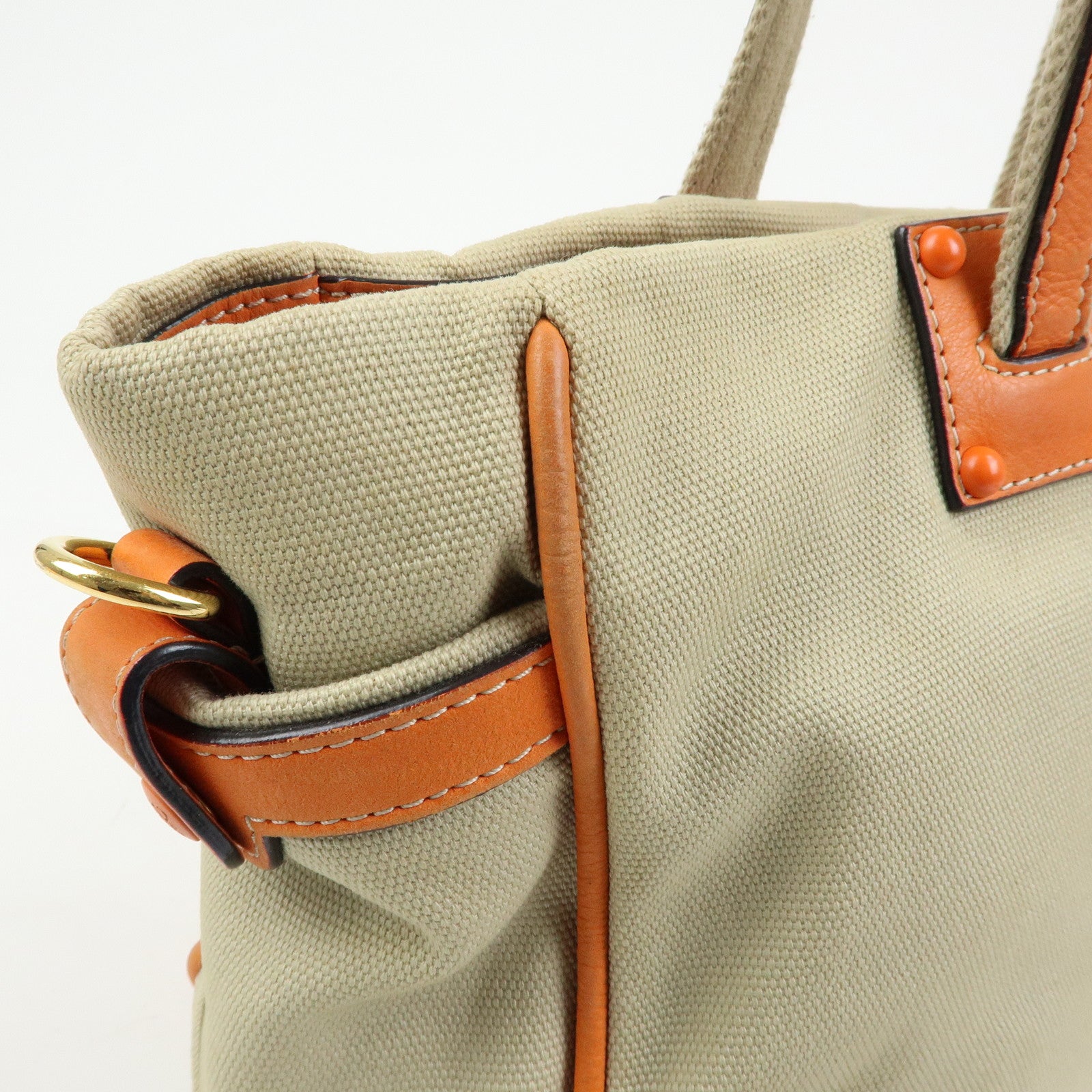 LOEWE Missy Canvas Leather 2Way Bag Tote Bag Beige Orange