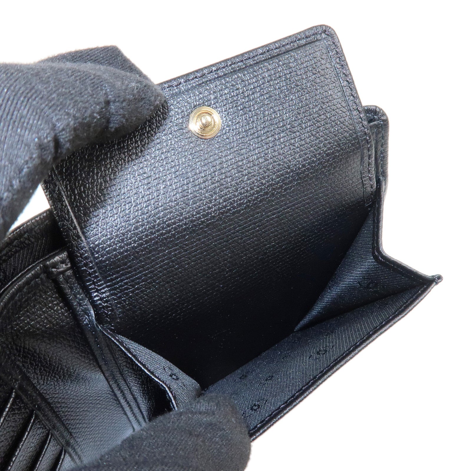 CHANEL COCO Button Leather Bi-Fold Compact Wallet Black A20901