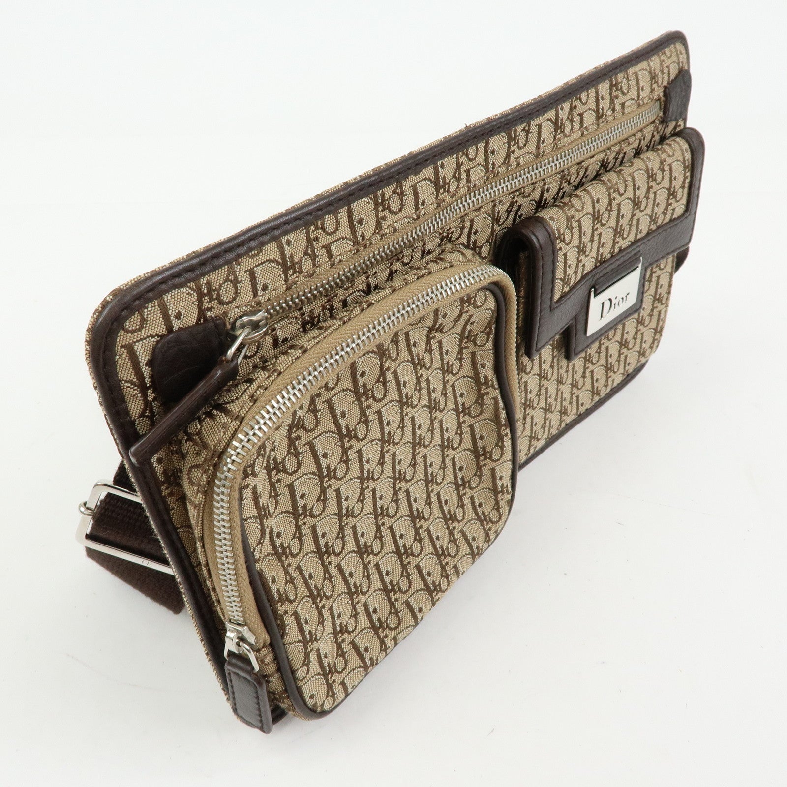Christian Dior Trotter Street Chic Canvas Leather Waist Bag Brown