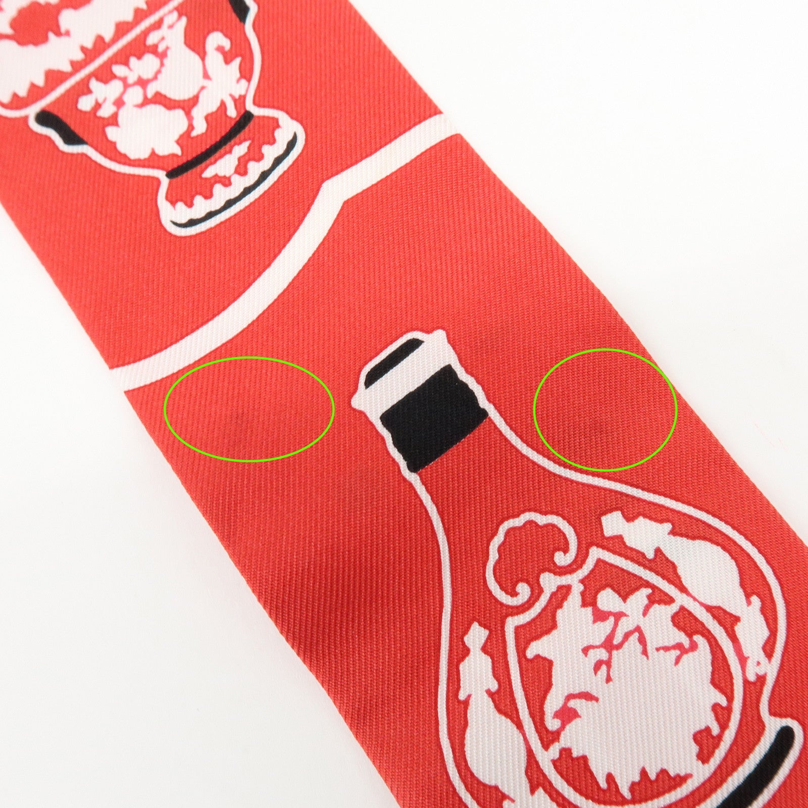 HERMES Twilly Silk 100% Scarf Les Flacons Bandana Red Navy