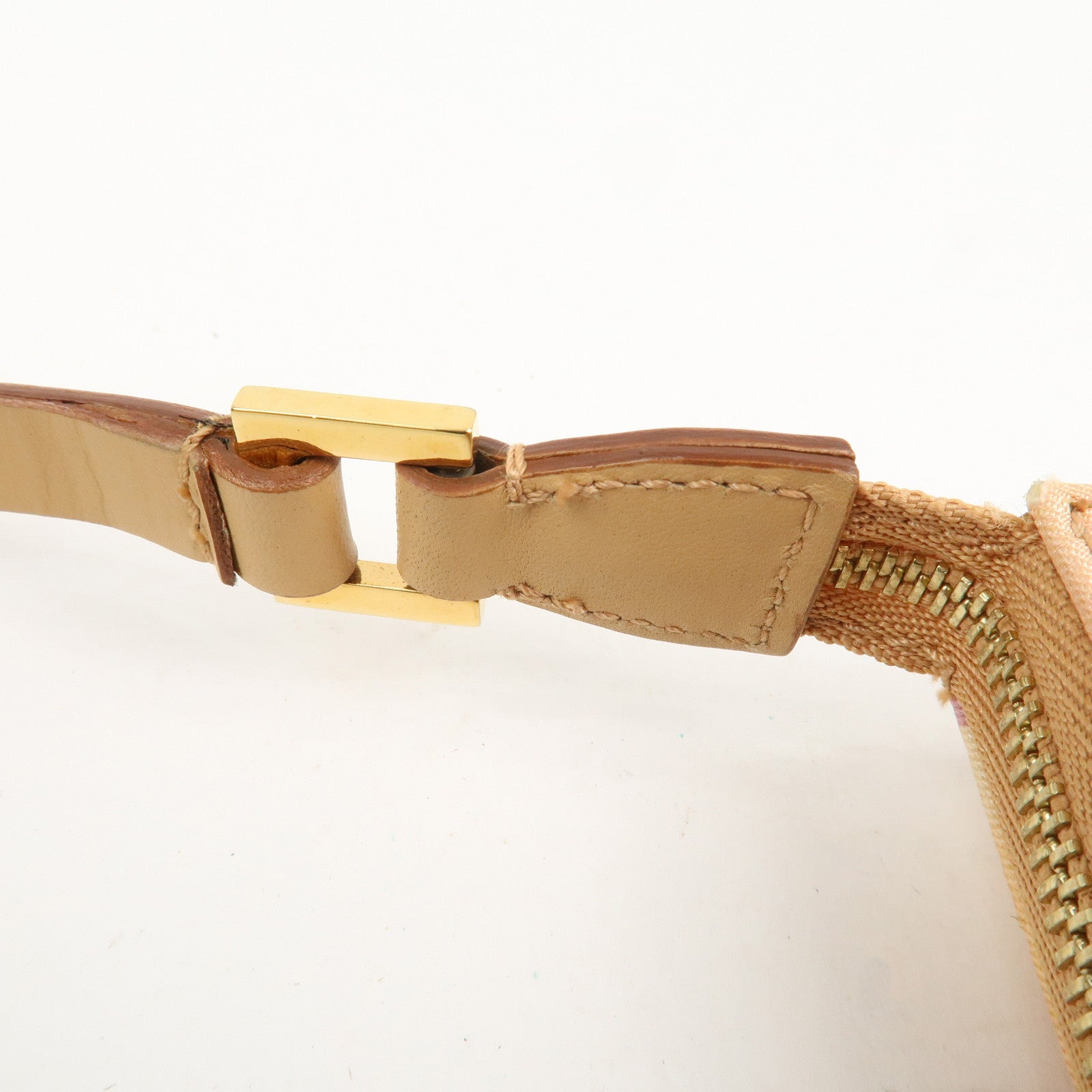 Ferragamo Gancini Nylon Leather Shoulder Bag Hand Bag Flower Pink