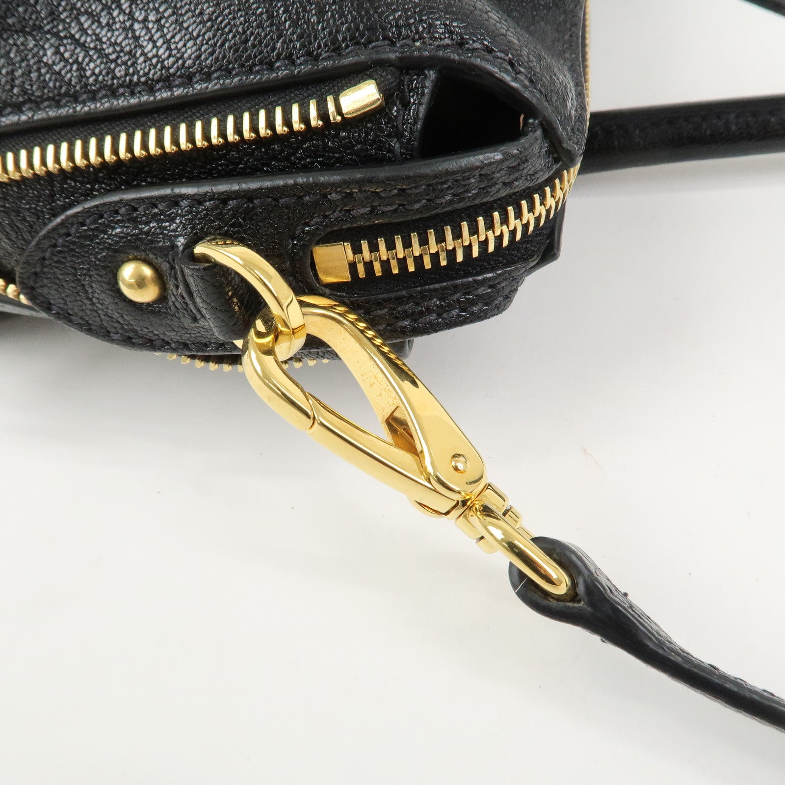 MIU MIU MADRAS Leather 2Way Bag Hand Bag Shoulder Bag Black