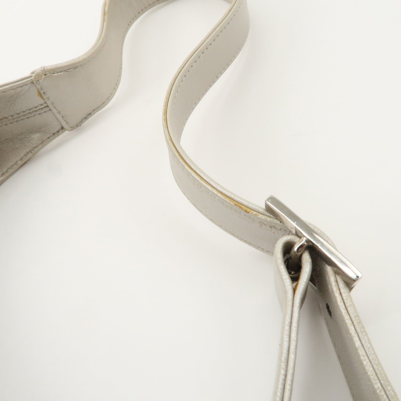 Ferragamo Gancini Leather Shoulder Bag Hand Bag Silver Used