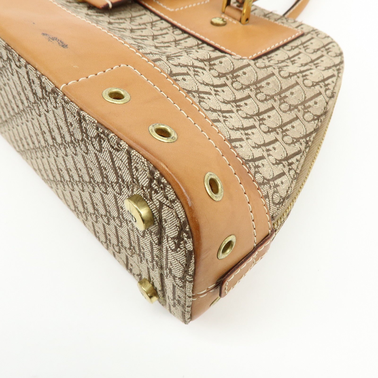 Christian Dior Trotter Street Chic Jacquard Canvas Leather Hand Bag