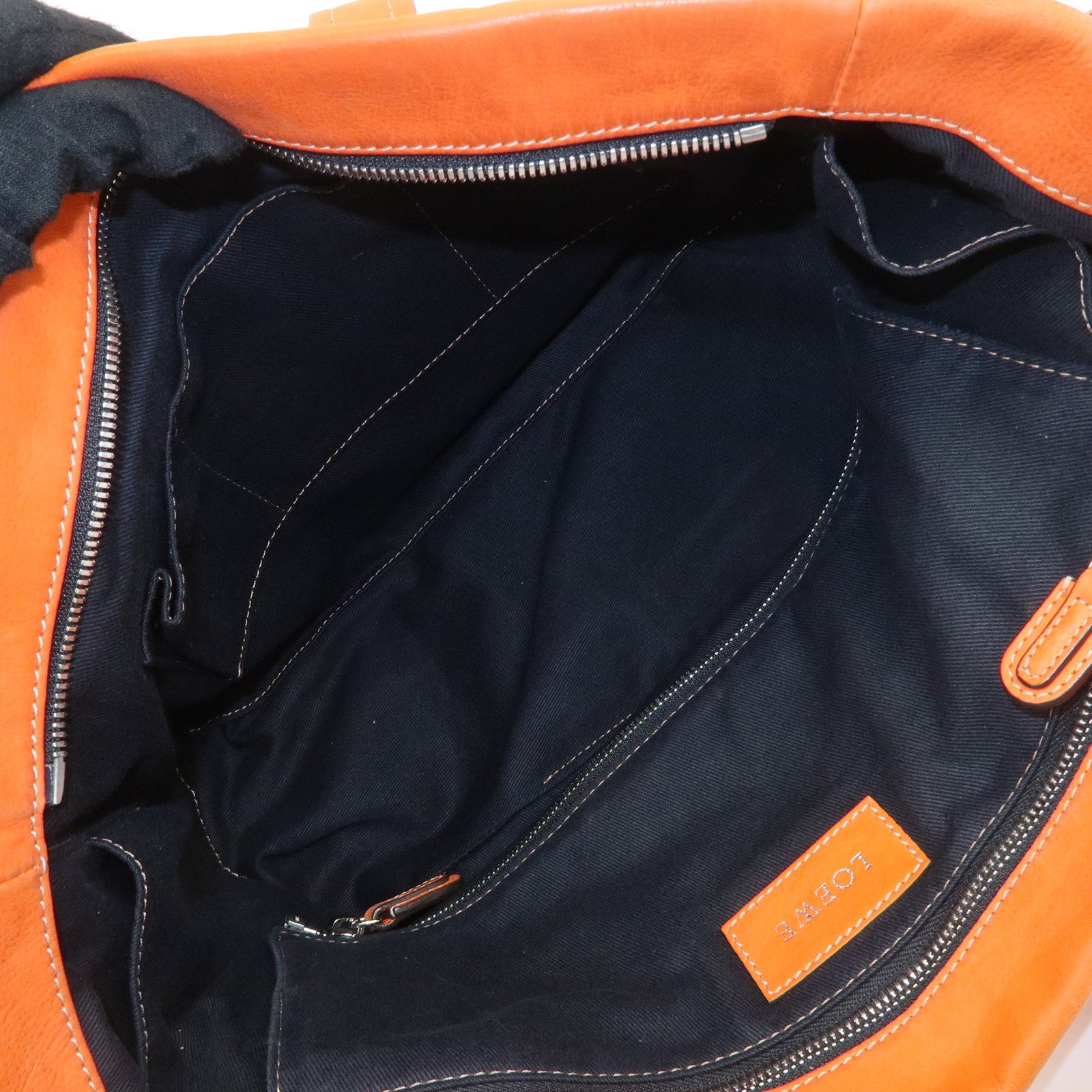 LOEWE Anagram Bolso Leather Tote Bag Shoulder Bag Orange Used