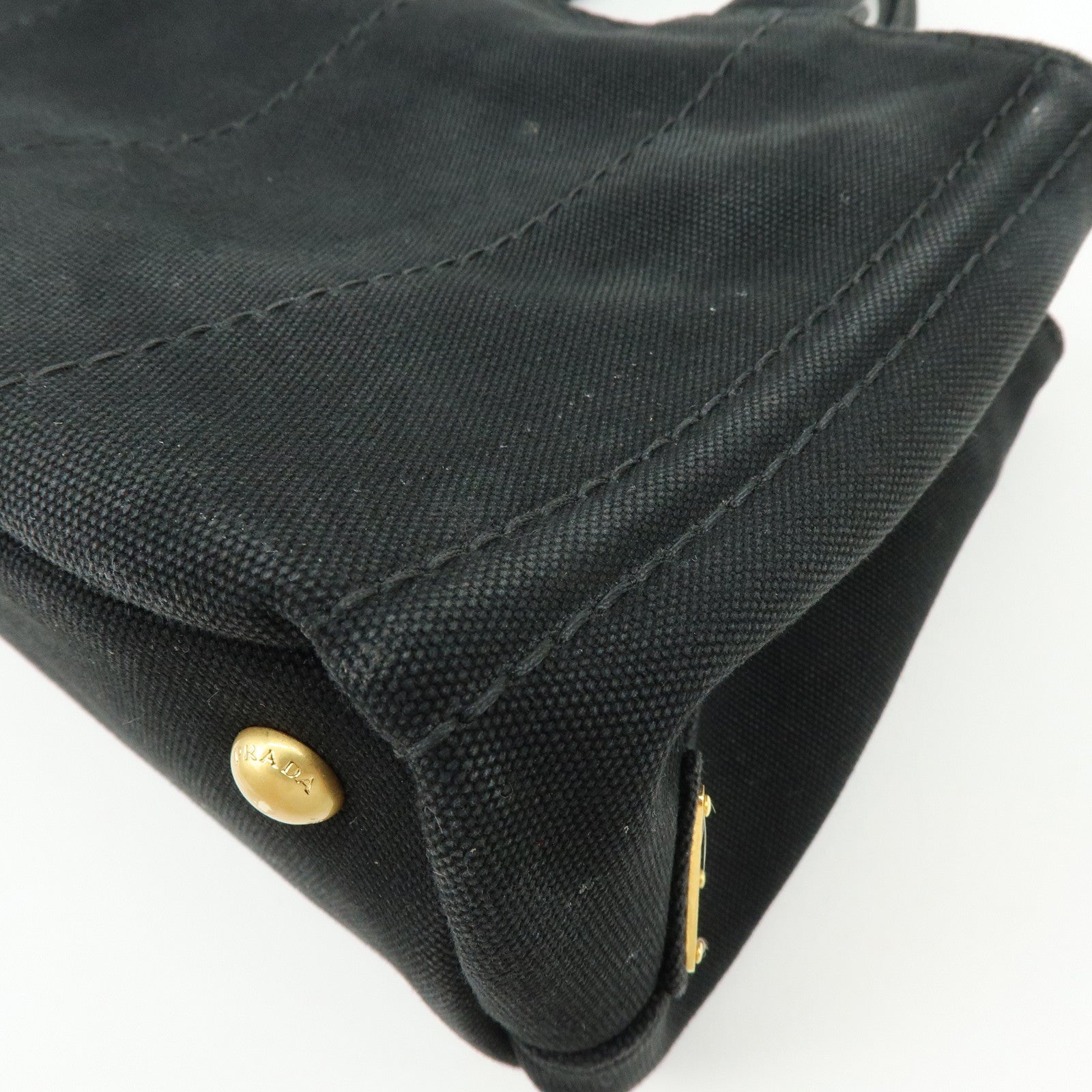 PRADA Triangle Logo Canapa Mini Canvas 2Way Hand Bag Black 1BG439