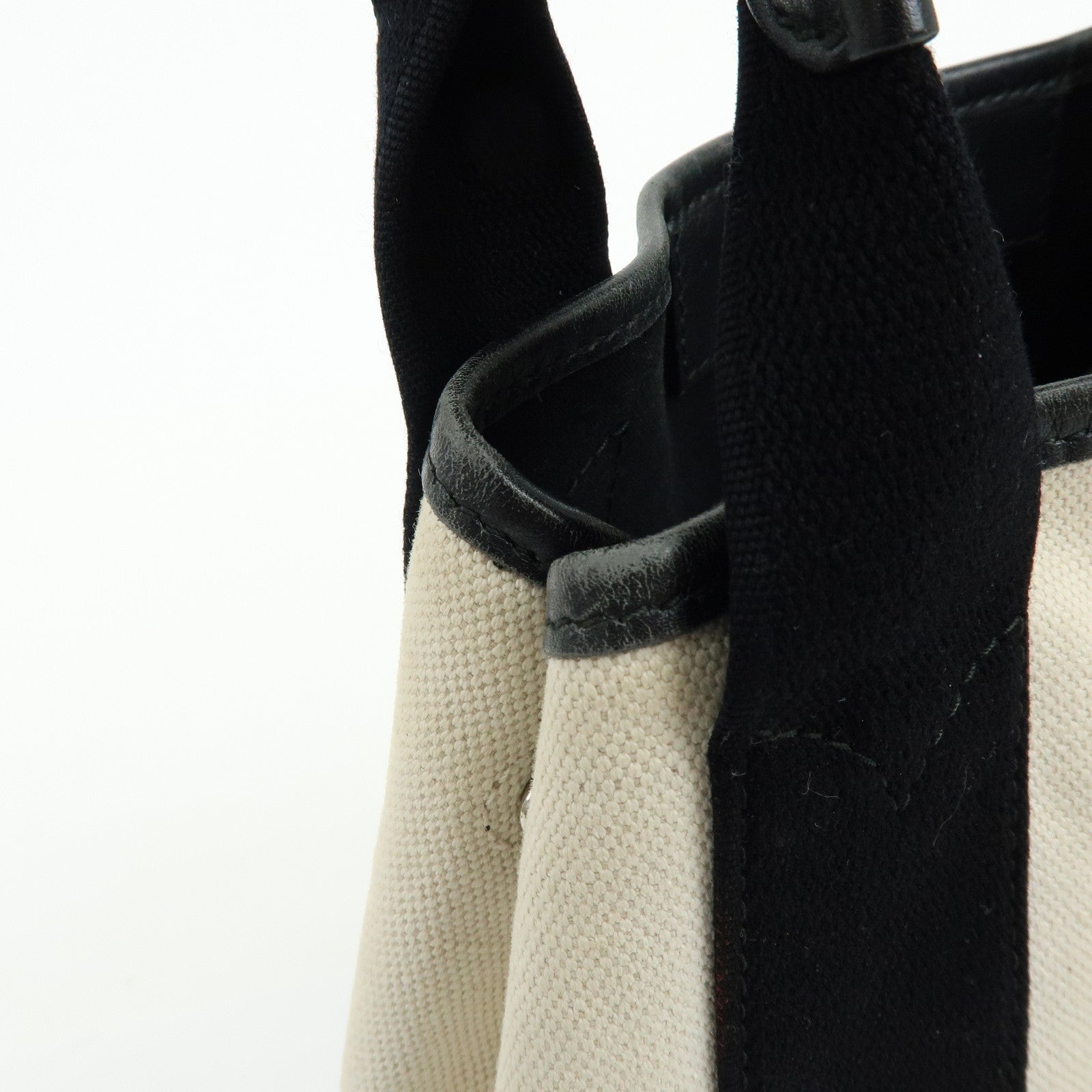 BALENCIAGA Navy Cabas XS Canvas 2WAY Bag Natural Black 390346