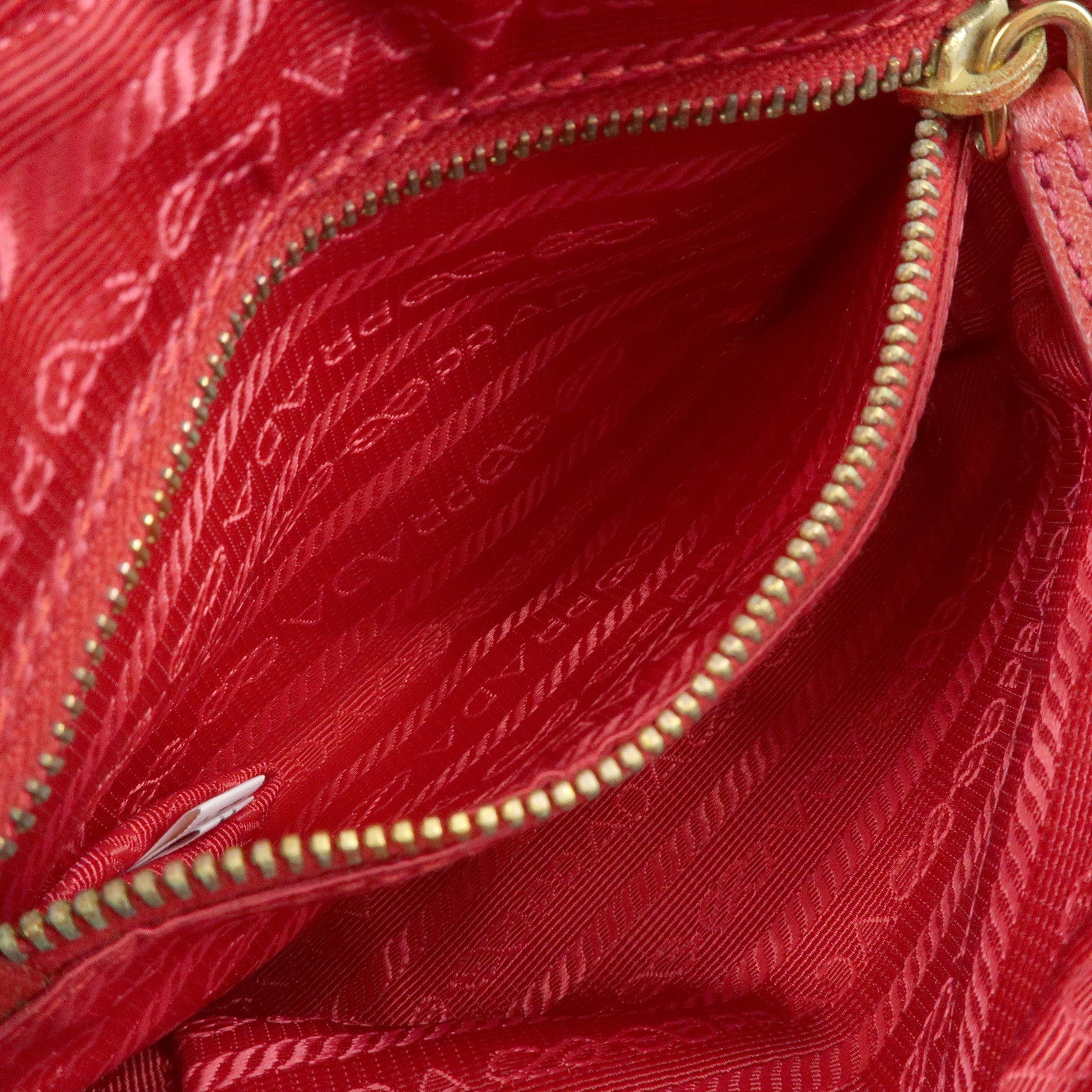 PRADA Triangle Logo Canvas Saffiano Leather Pouch Red 1N0021