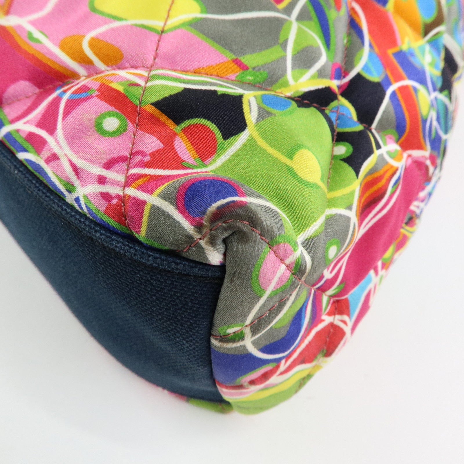 CHANEL Silk Leather Quilting Chain Shoulder Bag Hand Bag Multicolor