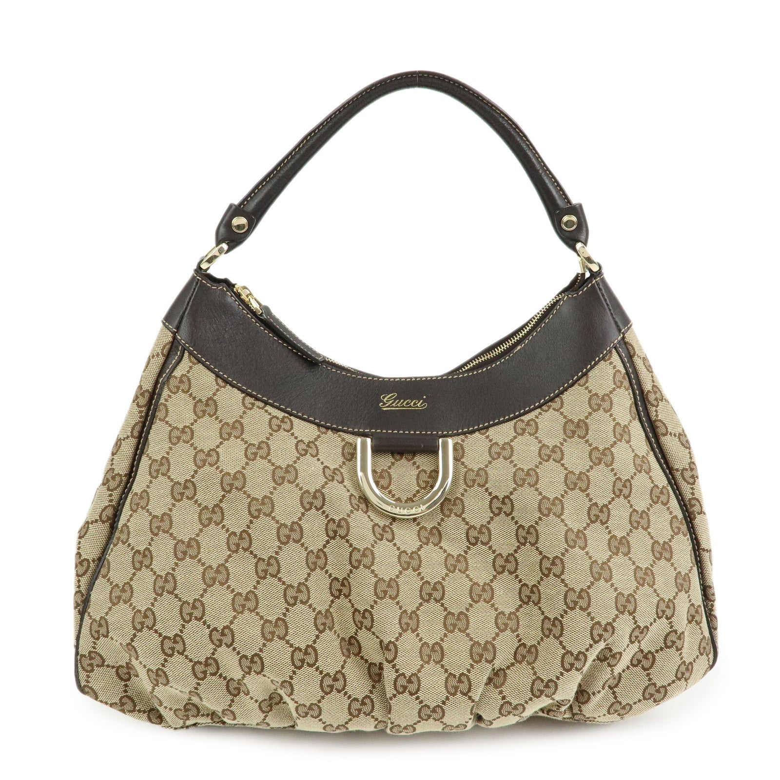 GUCCI Abbey GG Canvas Leather Shoulder Bag Hand Bag Brown 189833