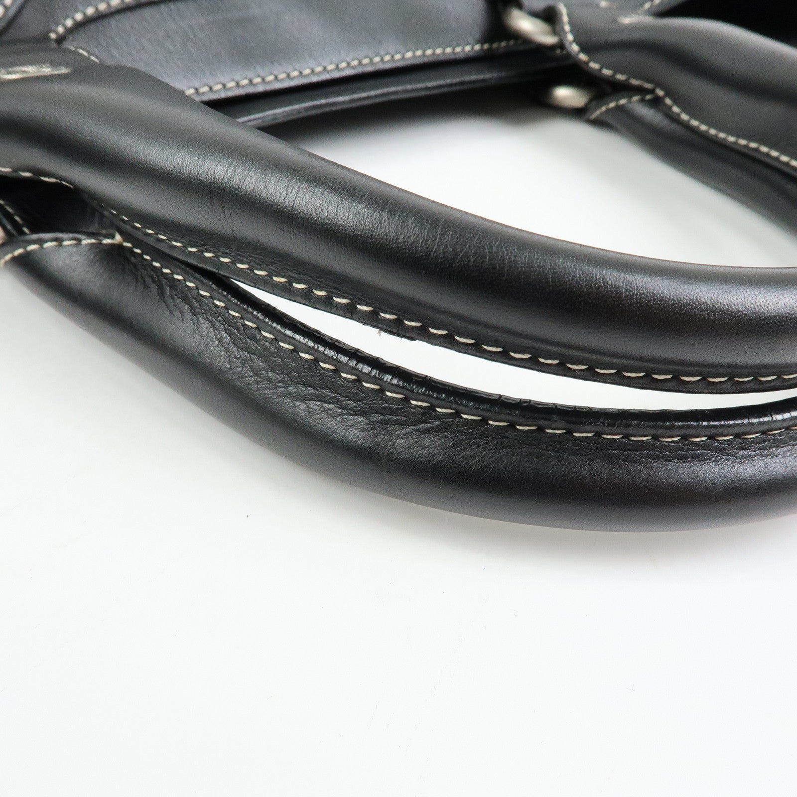 CELINE Boogie Bag Leather Hand Bag Tote Bag Black Silver
