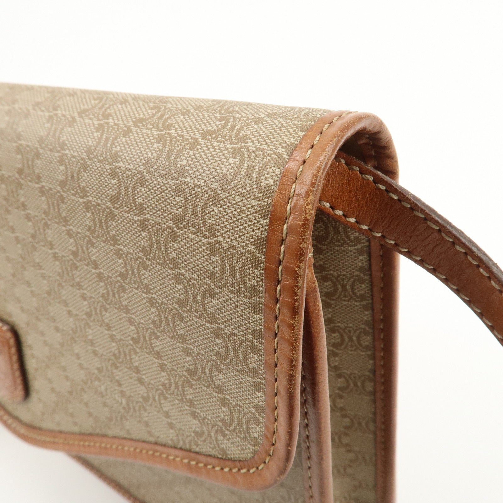 CELINE C Macadam 2Way Bag Shoulder Bag Clutch Bag Beige Brown