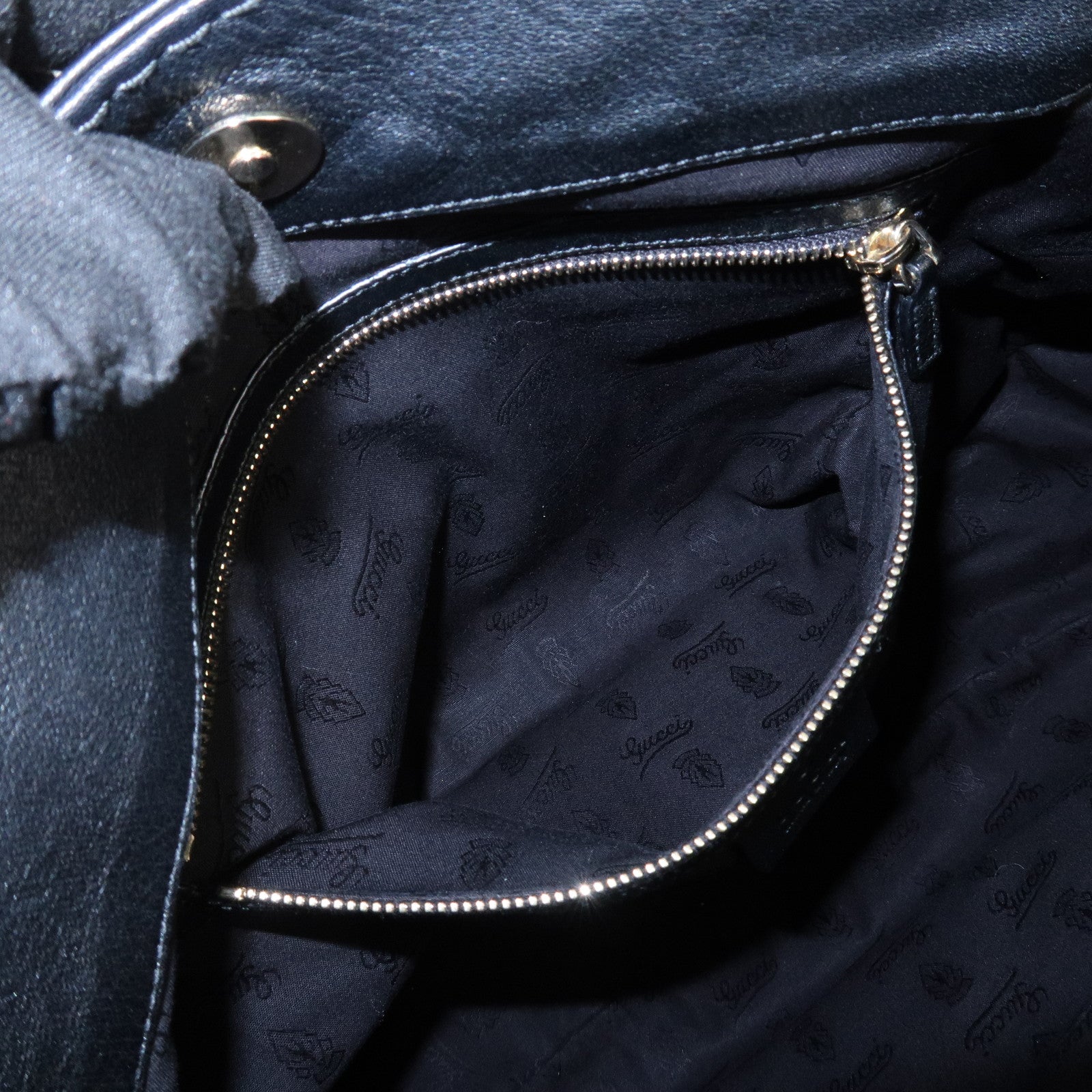 GUCCI Guccissima Leather Shoulder Bag Gold Hardware Black 203503 Used