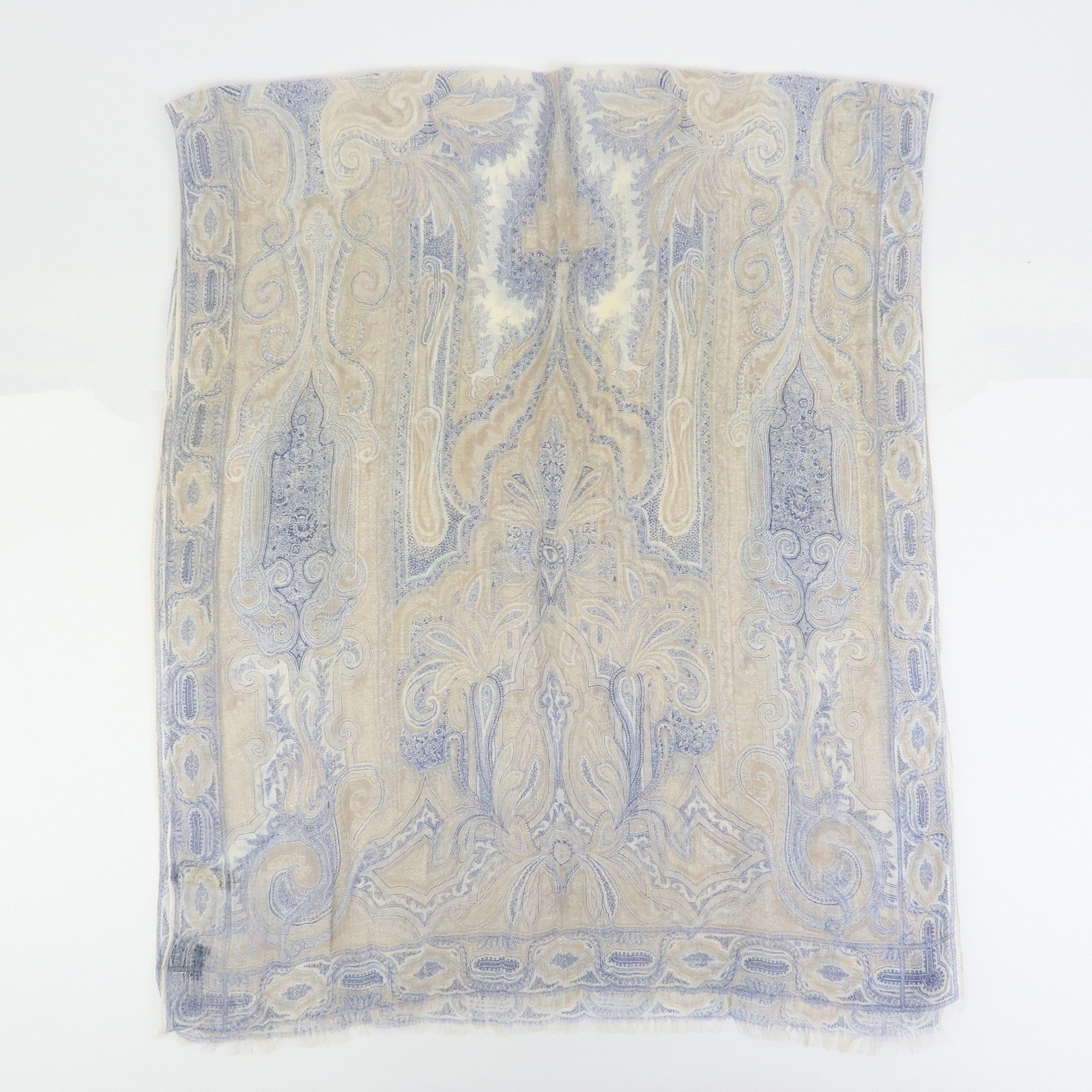 ETRO Set of 2 Silk Linen Scarf Peisley Flower Beige Yellow Blue