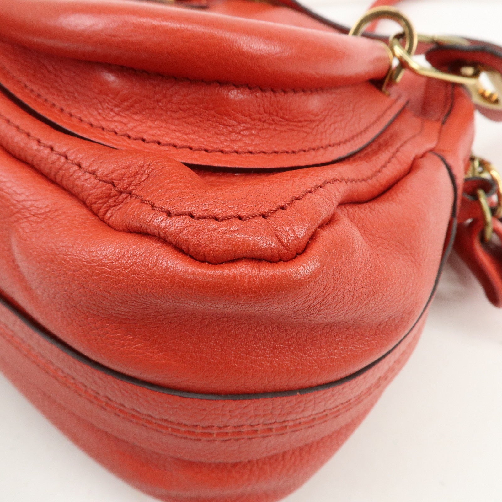 Chloe Paraty Leather 2Way Bag Shoulder Bag Hand Bag Red