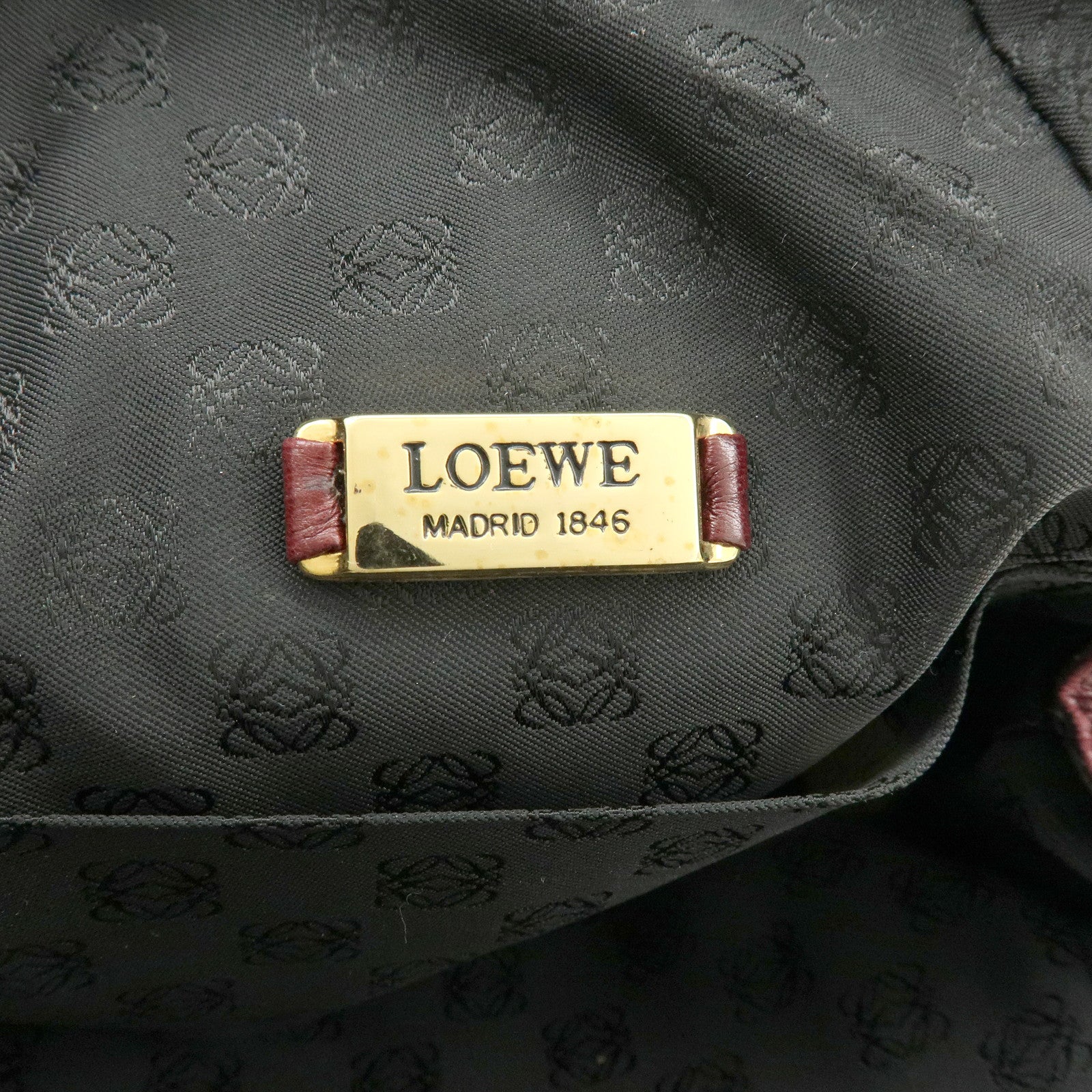 LOEWE Anagram Leather Shoulder Bag Crossbody Bag Bordeaux