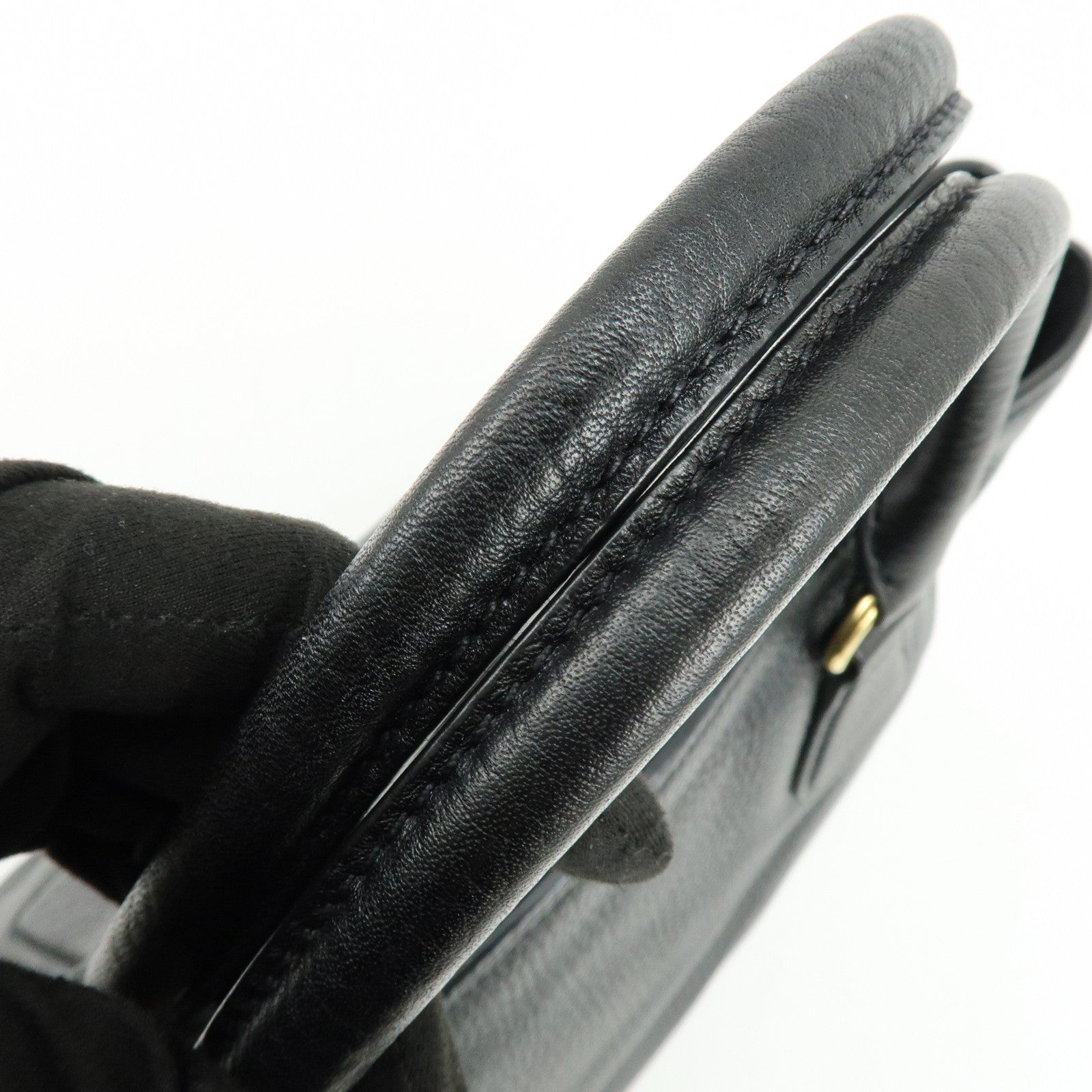 PRADA Calf Leather Tote Bag Hand Bag Black BN2579