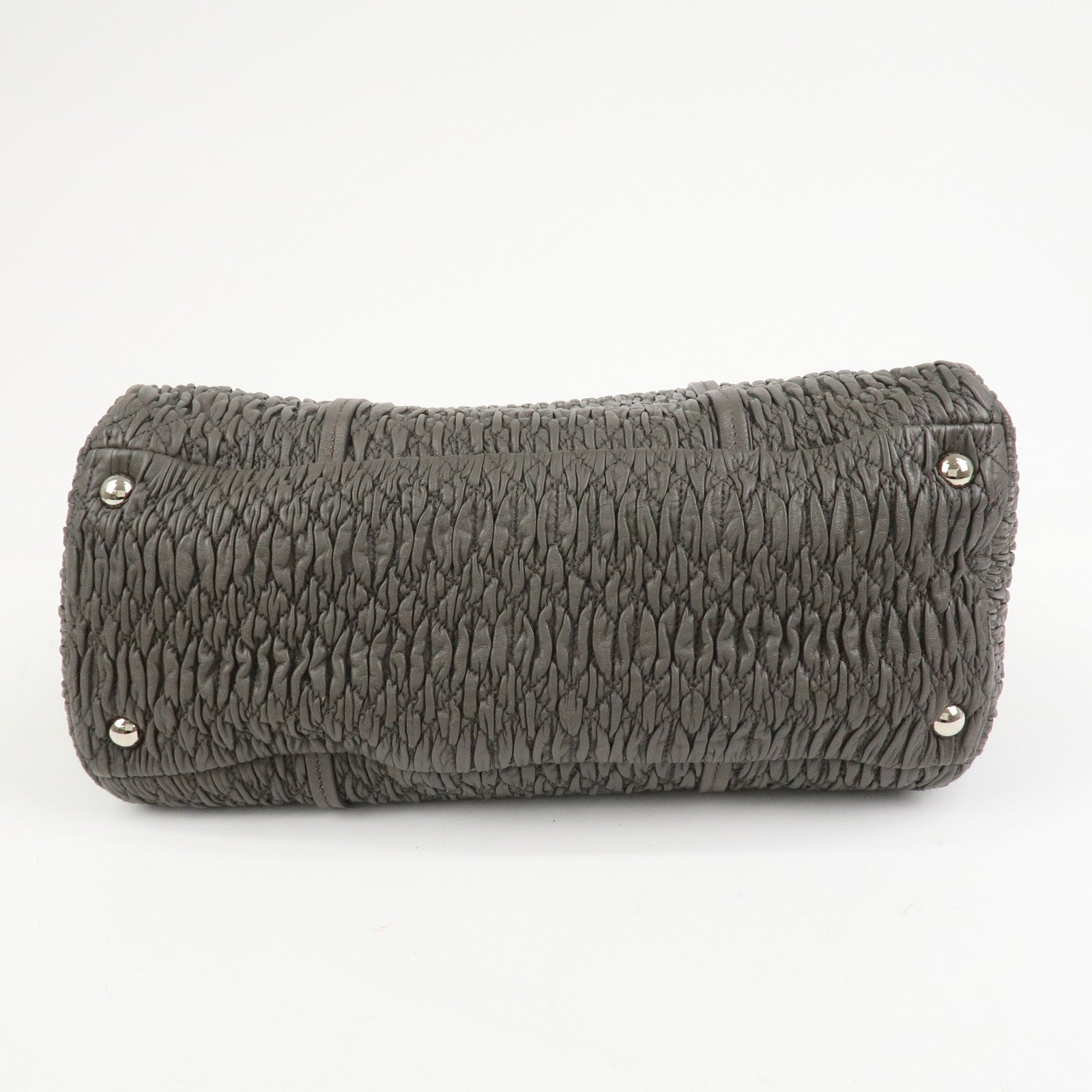 MIUMIU Logo Matelasse Nappa Leather Chain Shoulder Bag Gray