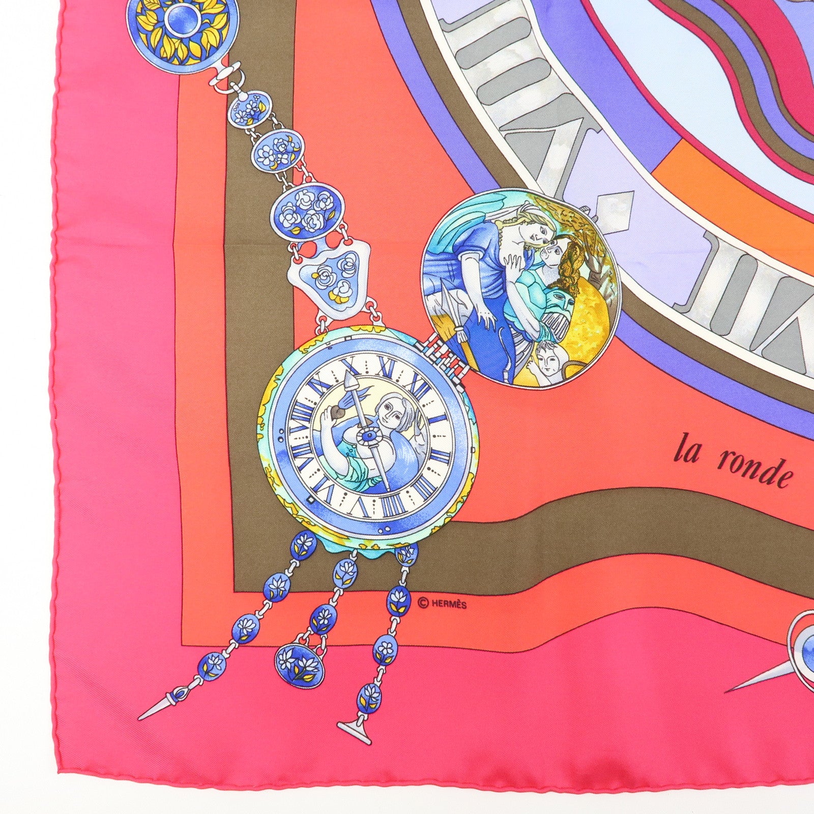 HERMES Carre90 Silk100% Scarf Parmi les fleurs je compte les heures