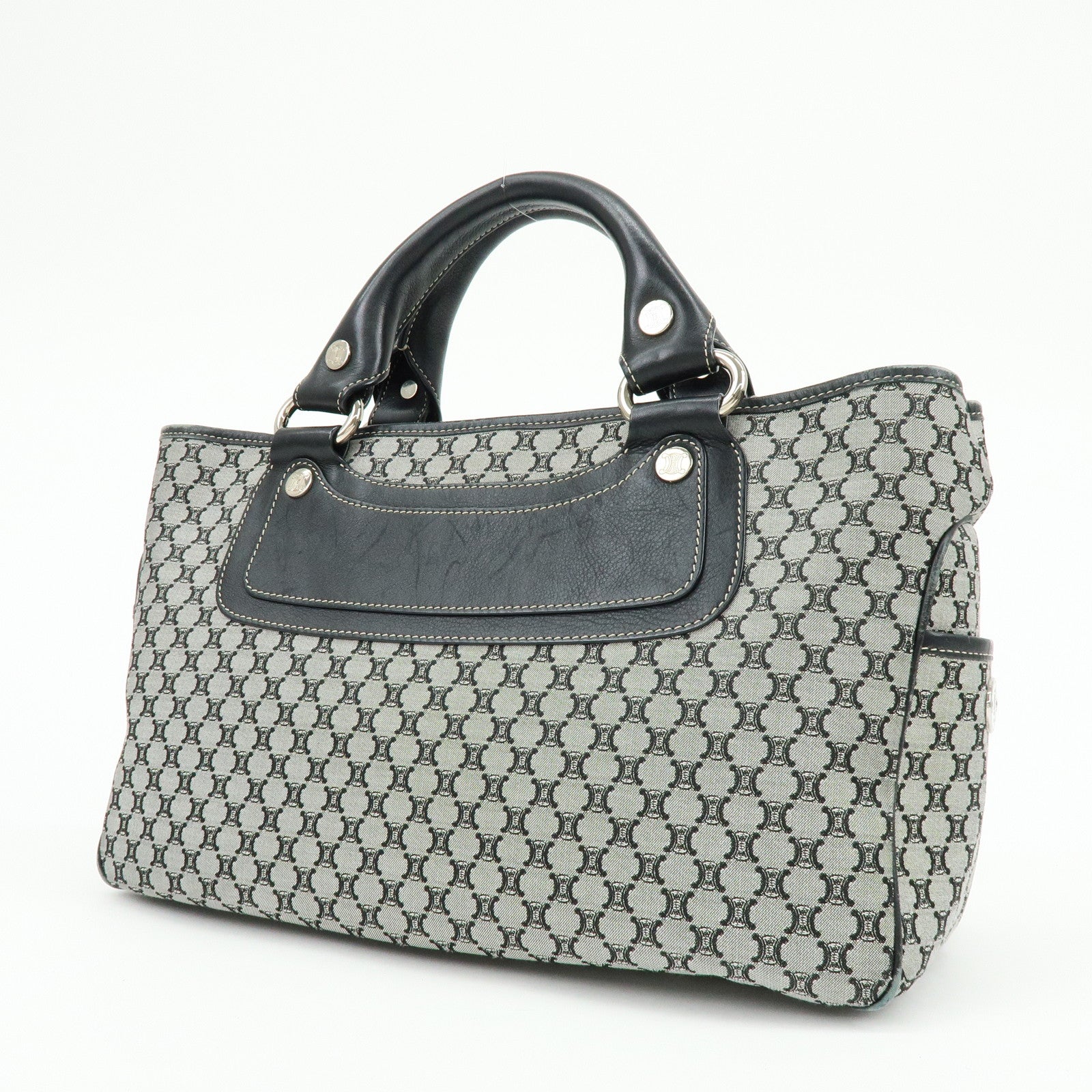 CELINE Macadam Canvas Leather Boogie Bag Hand Bag Navy