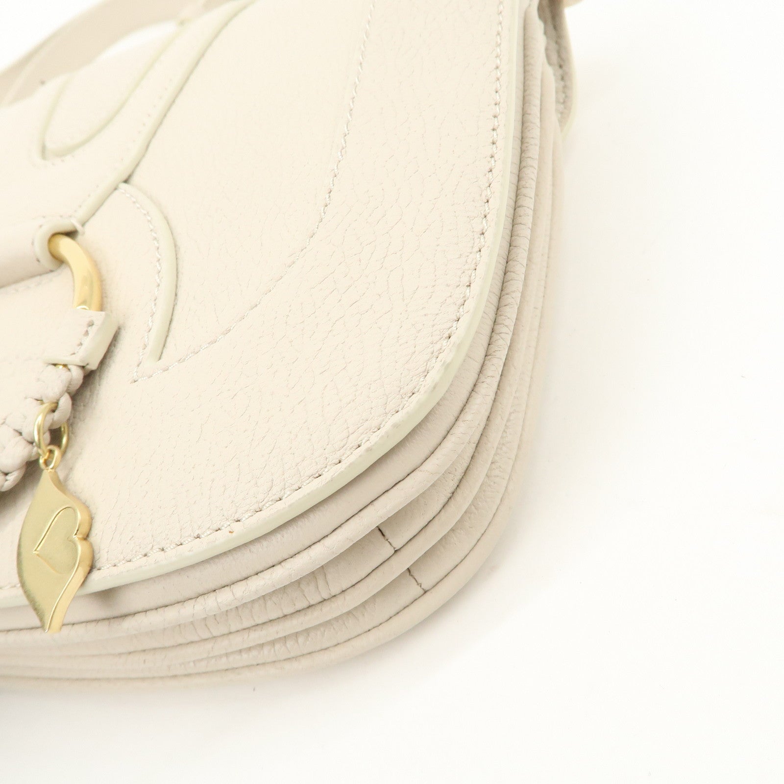 Chole See by Chloé Hana Leather Shoulder Bag Ivory Gold