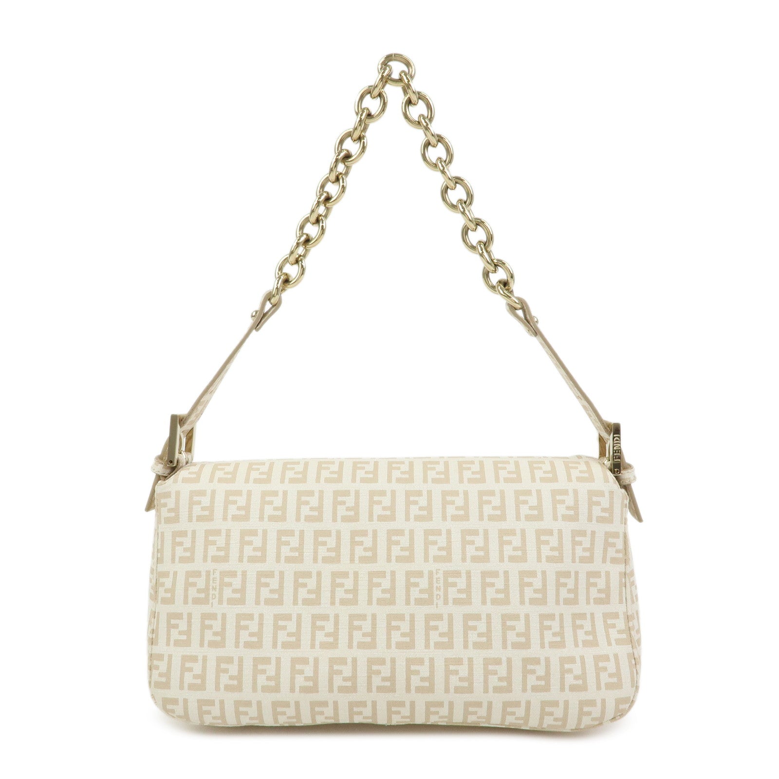 FENDI Zucchino PVC Shoulder Bag Hand Bag Beige 8BR003
