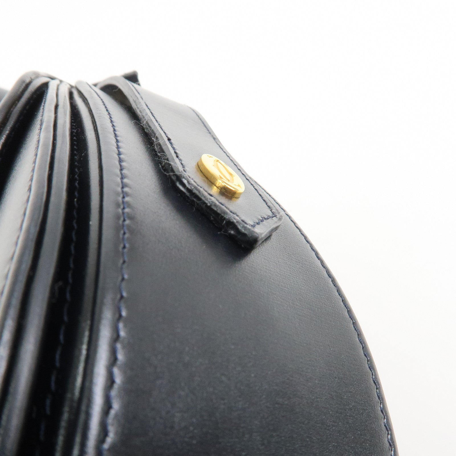 Cartier Sapphire Line Leather Sapphire Shoulder Bag Hand Bag Black