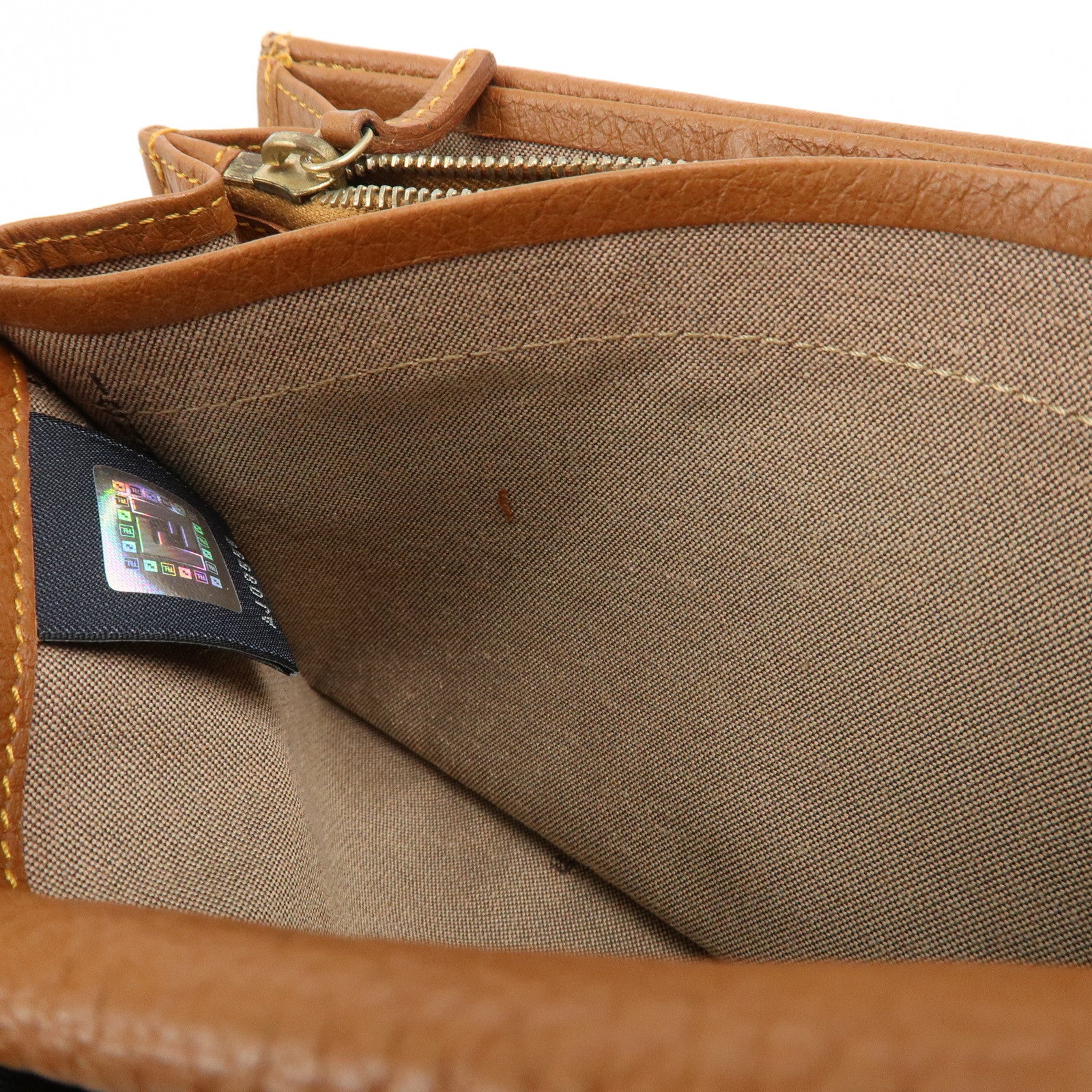 FENDI Zucchino Canvas Leather Bi-fold Long Wallet Brown 8M0000