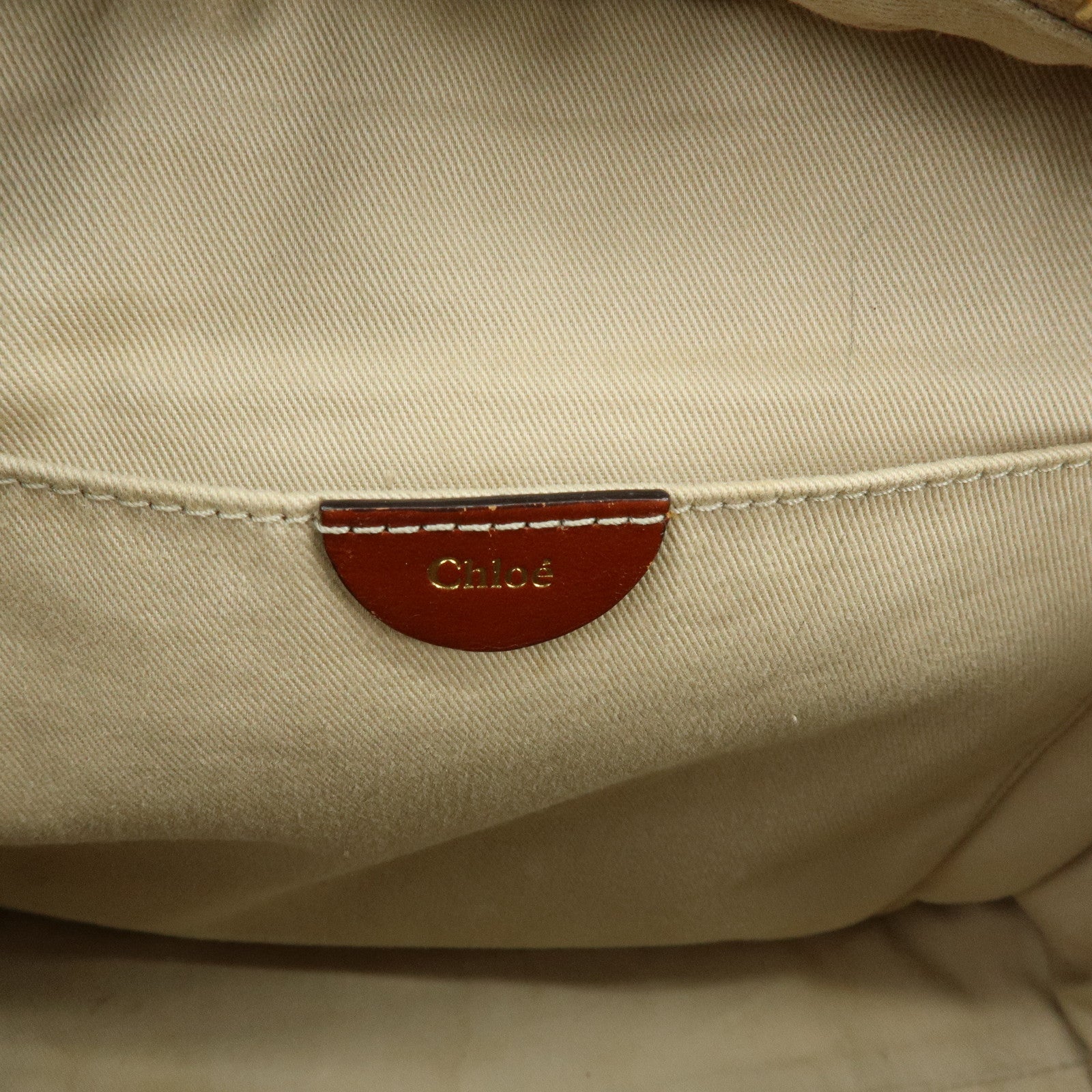 Chloe Susan Cotton Leather 2Way Bag Shoulder Bag Beige Brown