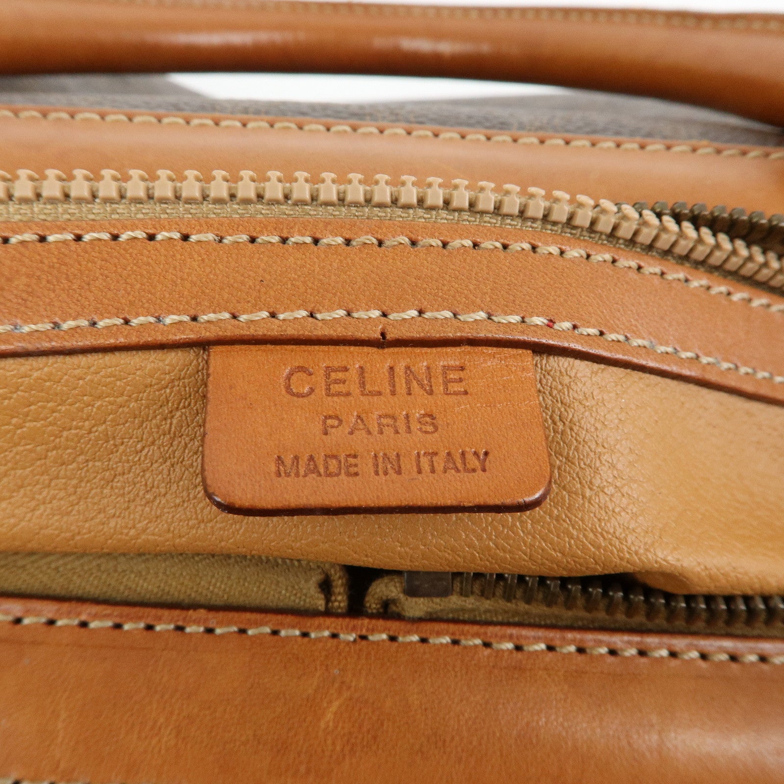 CELINE Macadam PVC Leather 2WAY Bag Boston Bag Shoulder Bag Brown
