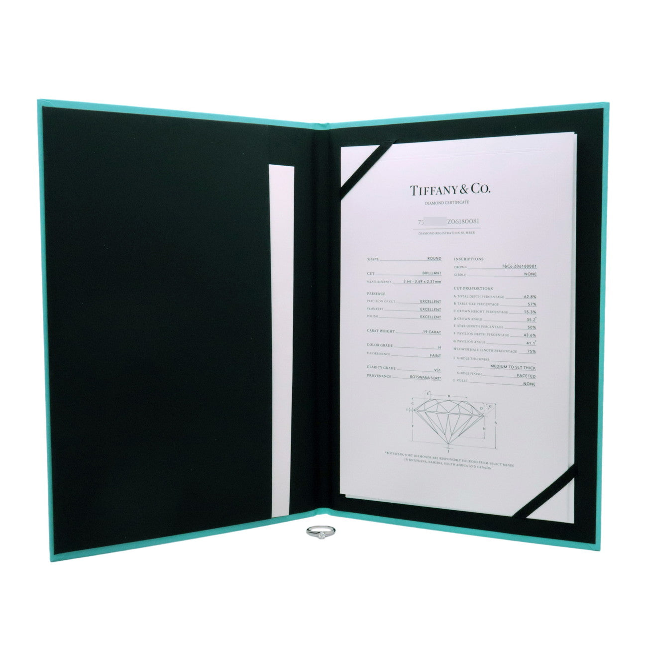 Tiffany & Co Solitaire Diamond Ring 0.19ct PT950 US4 EU47 HK8.5