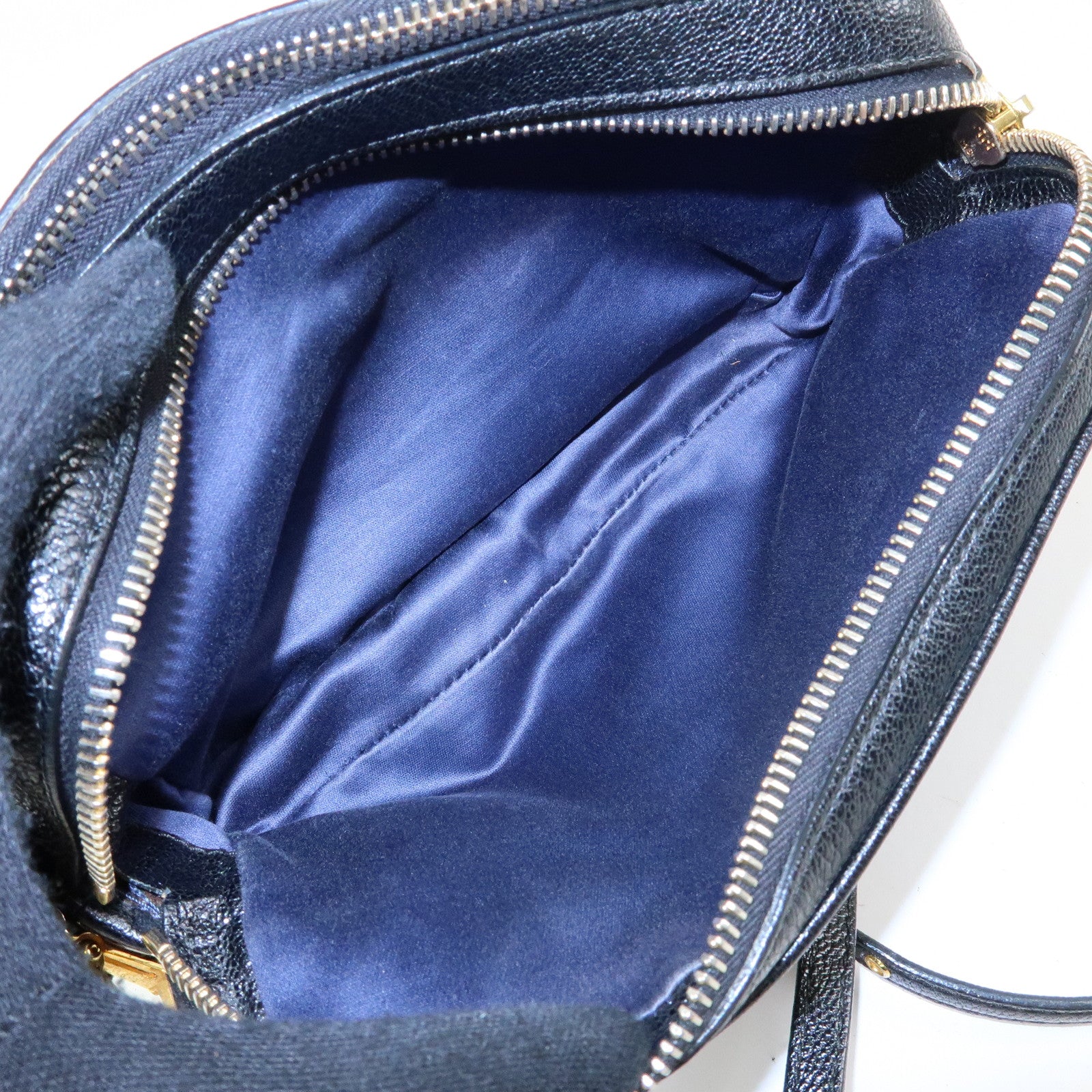 MIU MIU Logo Leather Shoulder Bag Crossbody Bag Blue Black
