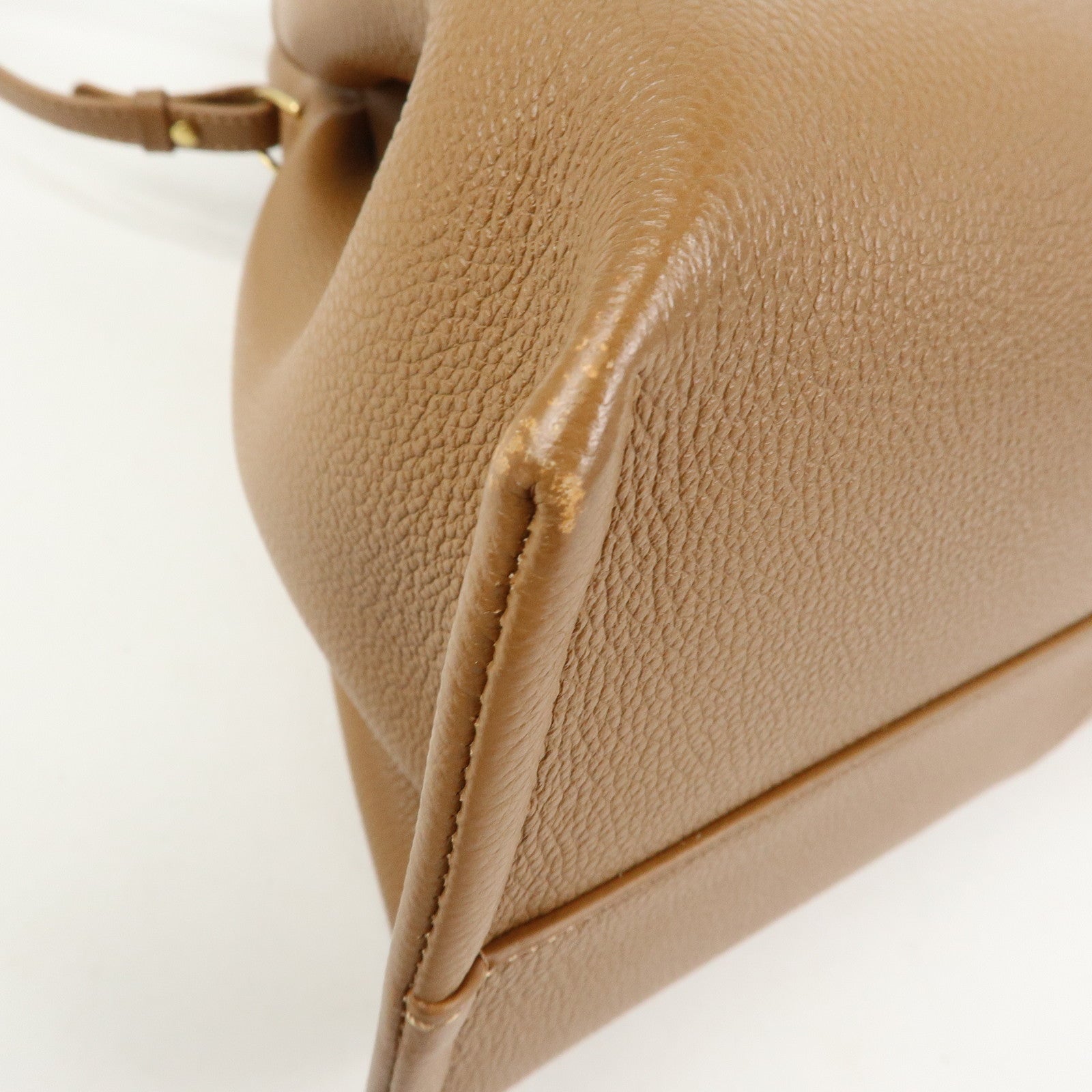 Polene Numero Neuf Grained Calf Leather 2Way Hand Bag Camel