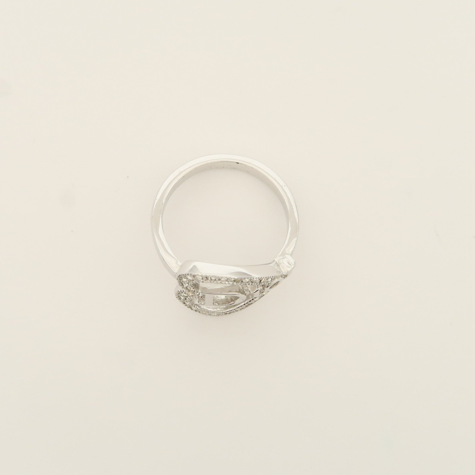Christian Dior D Logo Heart Metal Ring Silver US 5