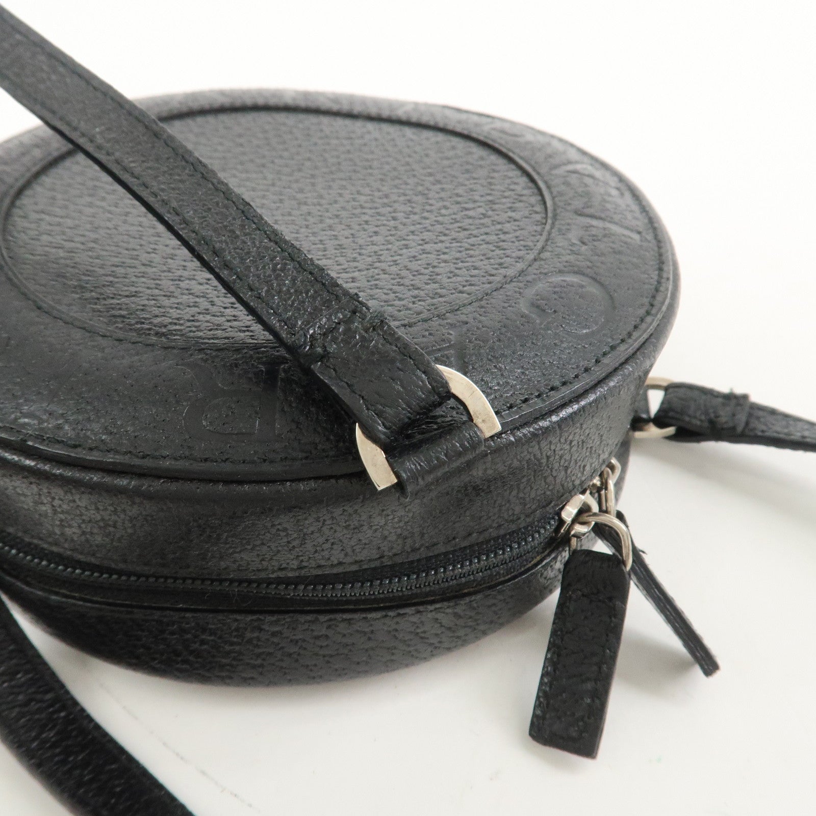 BVLGARI Logo B-Zero 1 Drum Leather Shoulder Bag Black