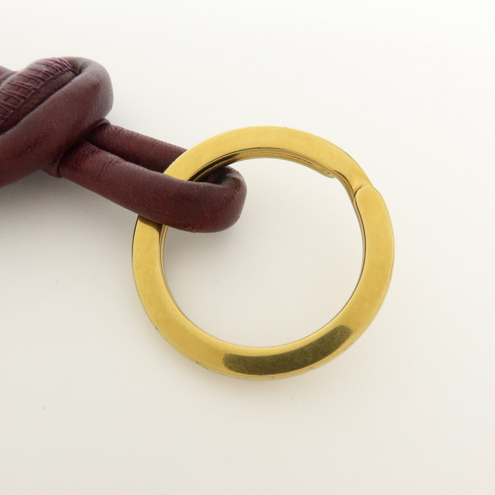 BOTTEGA VENETA Nappa Leather Metal Bag Charm Key Chain Bordeaux