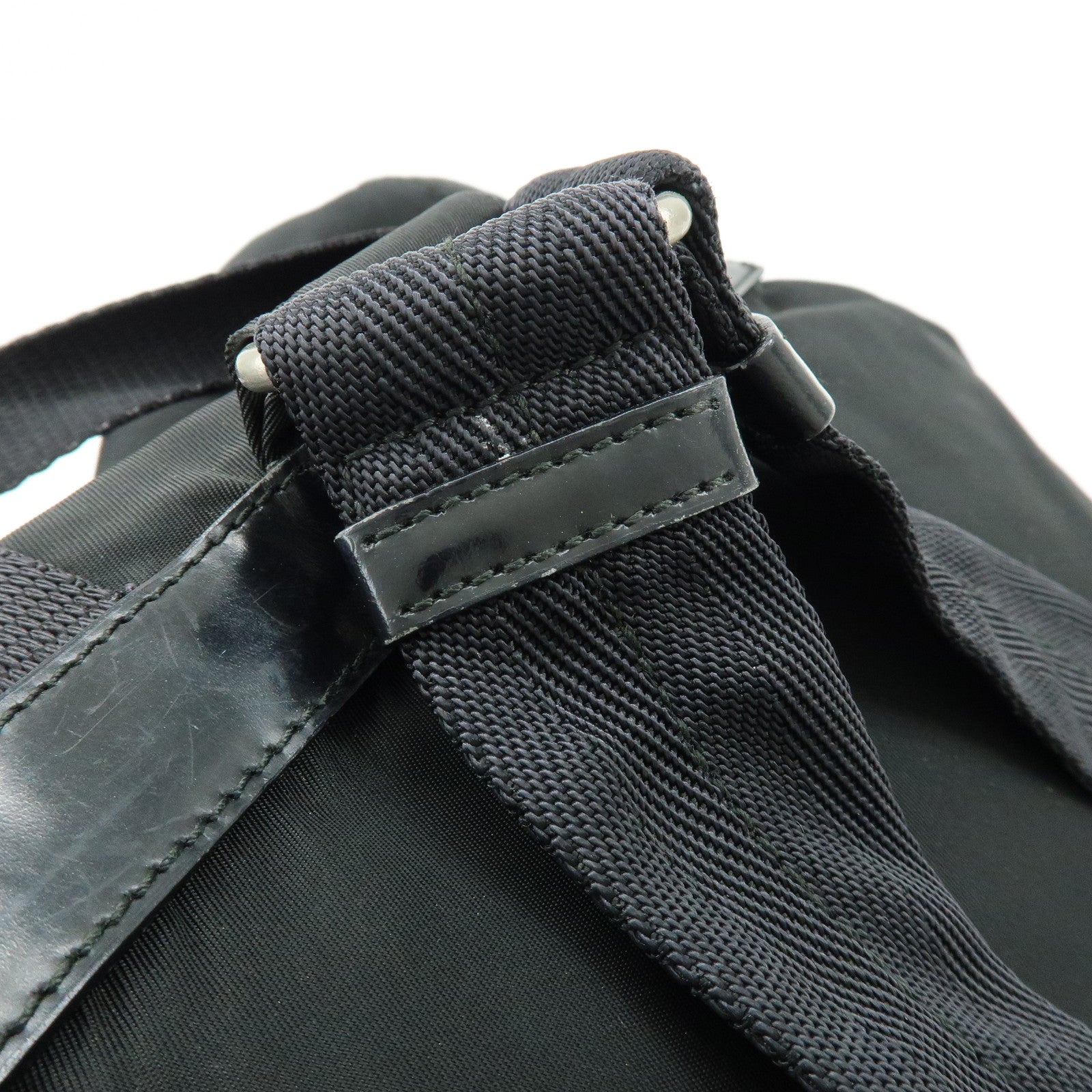 PRADA Triangle Logo Nylon Leather Backpack Rucksuck Black
